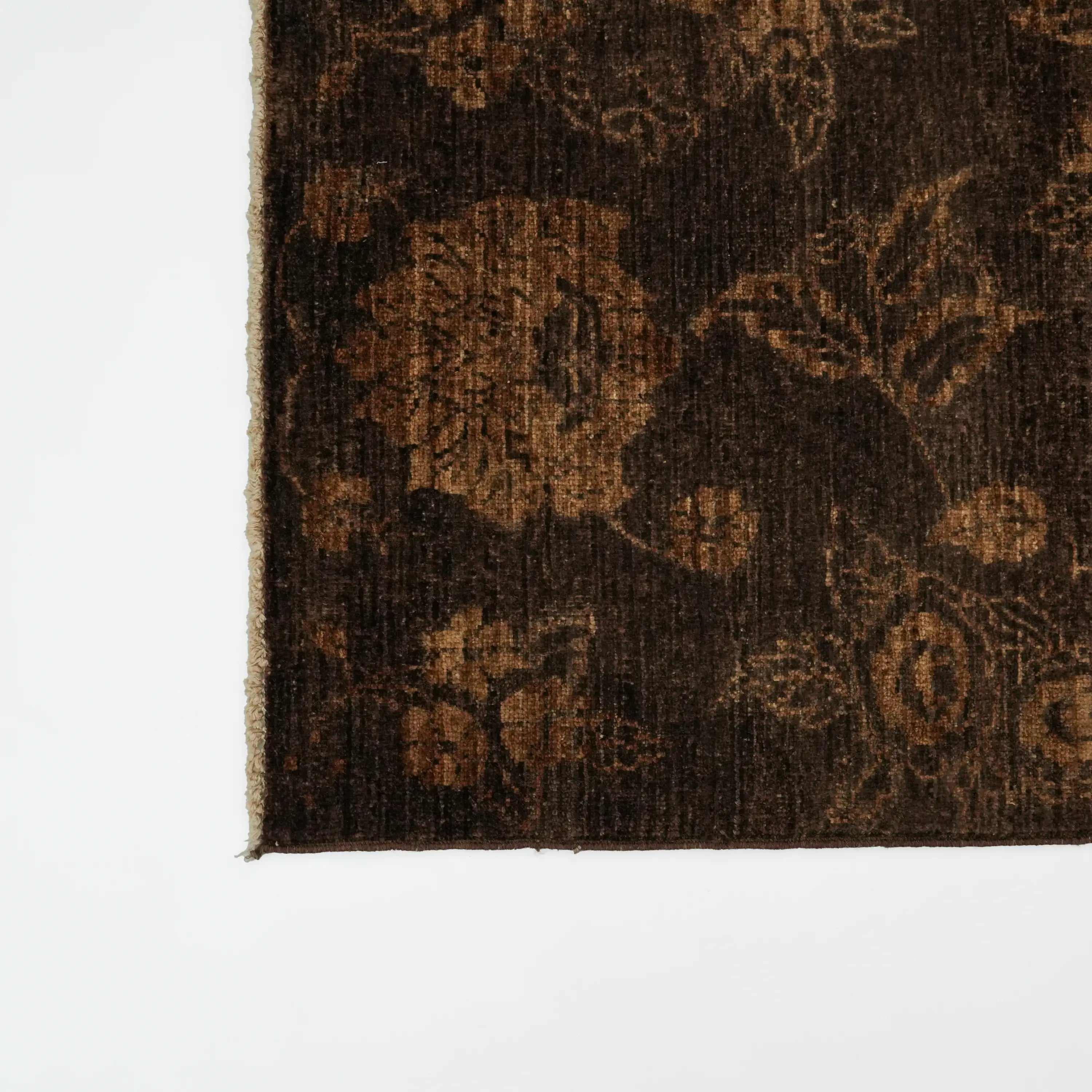 Retro Series Handwoven Vintage Patterned Brown Wool Rug