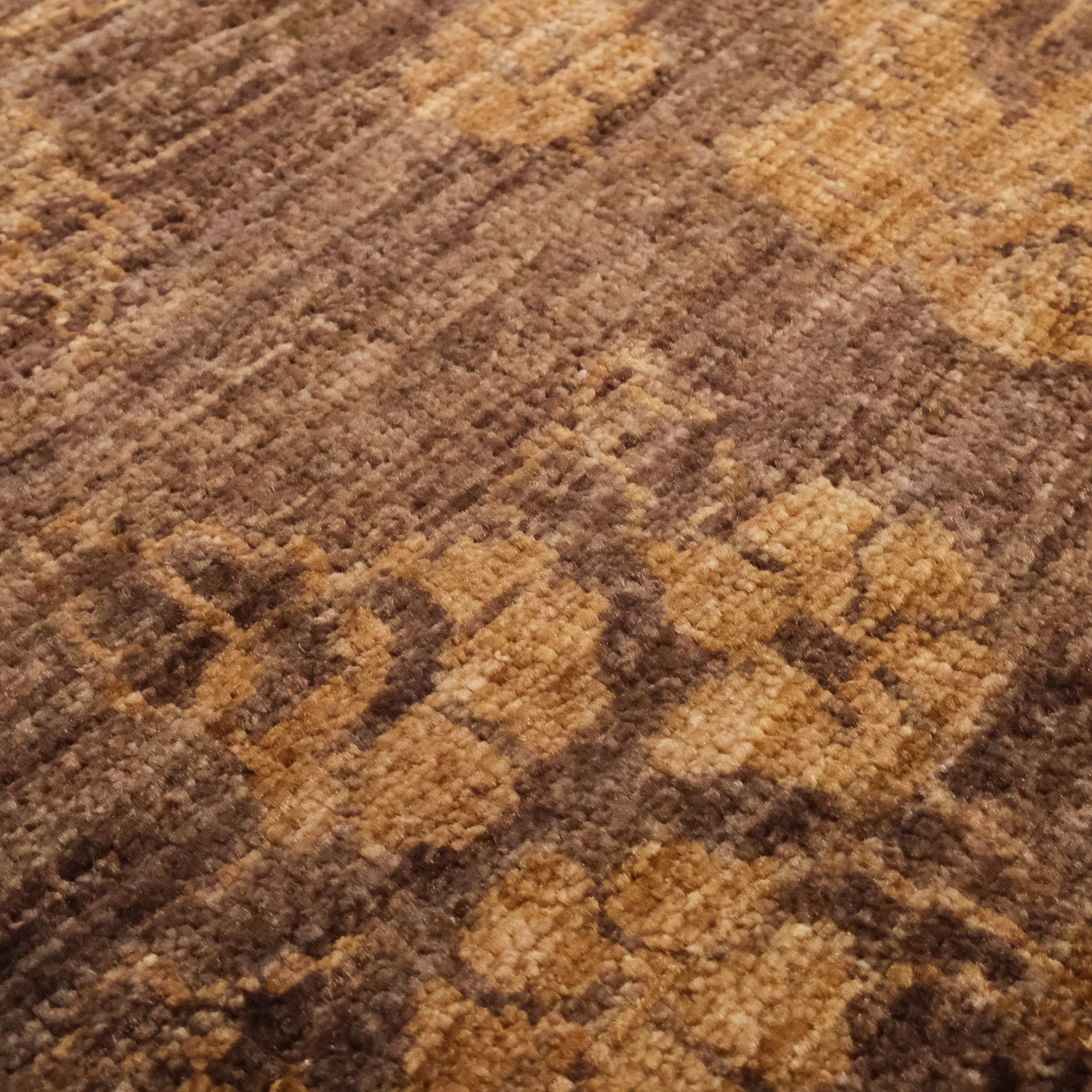 Retro Serisi El Dokuma Kahverengi Yün Vintage Halı