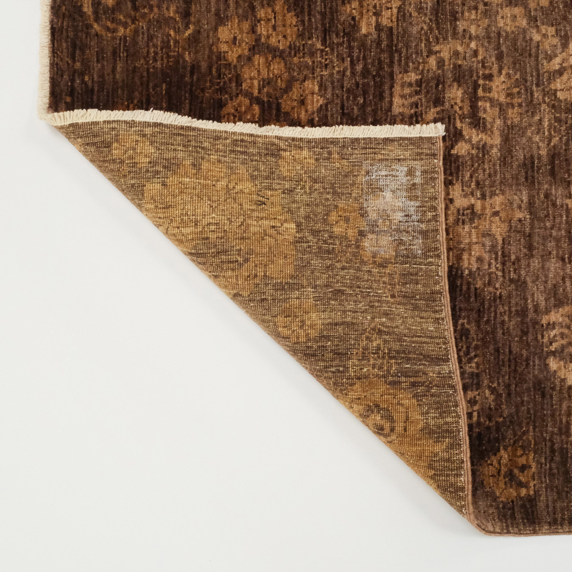 Retro Serisi El Dokuma Kahverengi Yün Vintage Halı