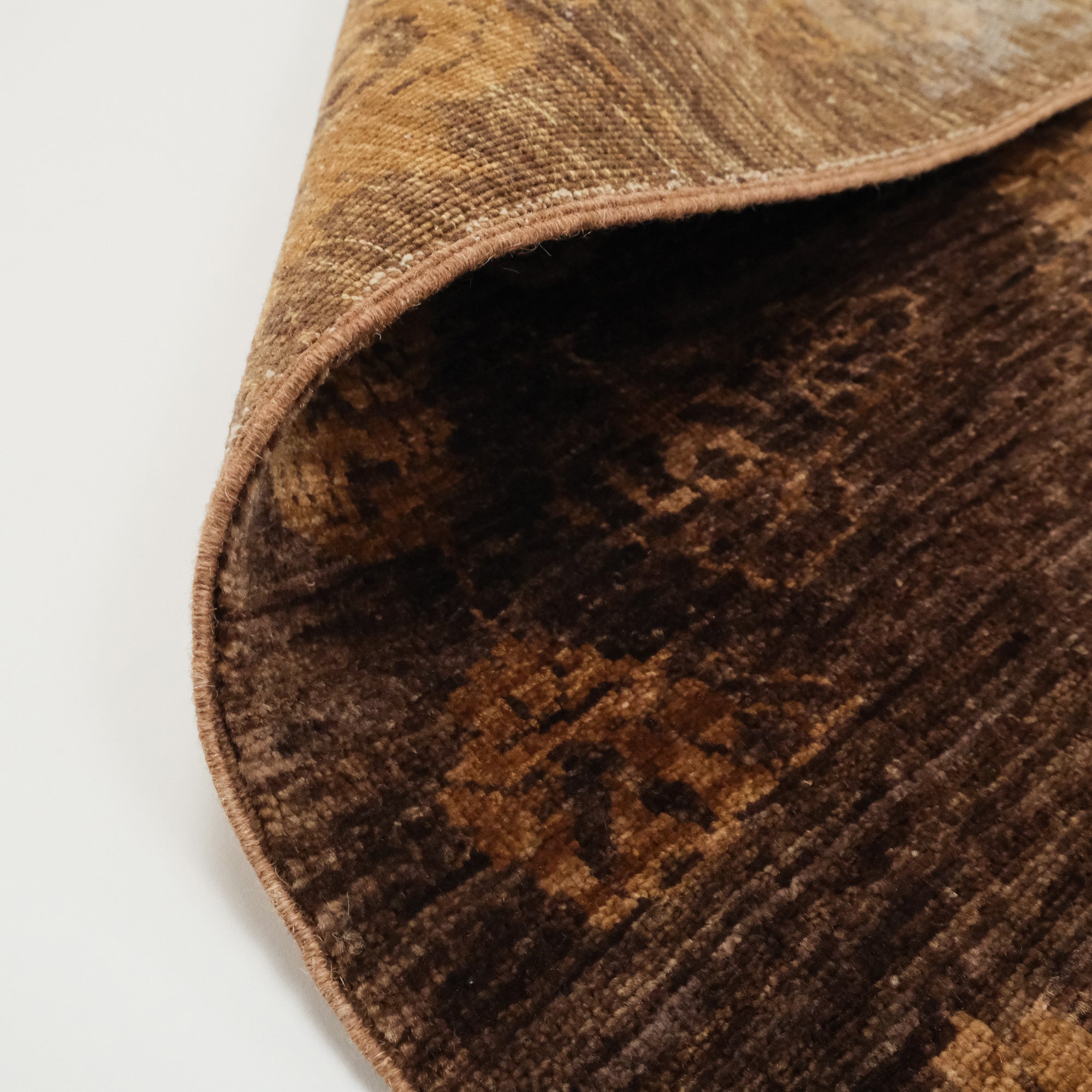 Retro Serisi El Dokuma Kahverengi Yün Vintage Halı