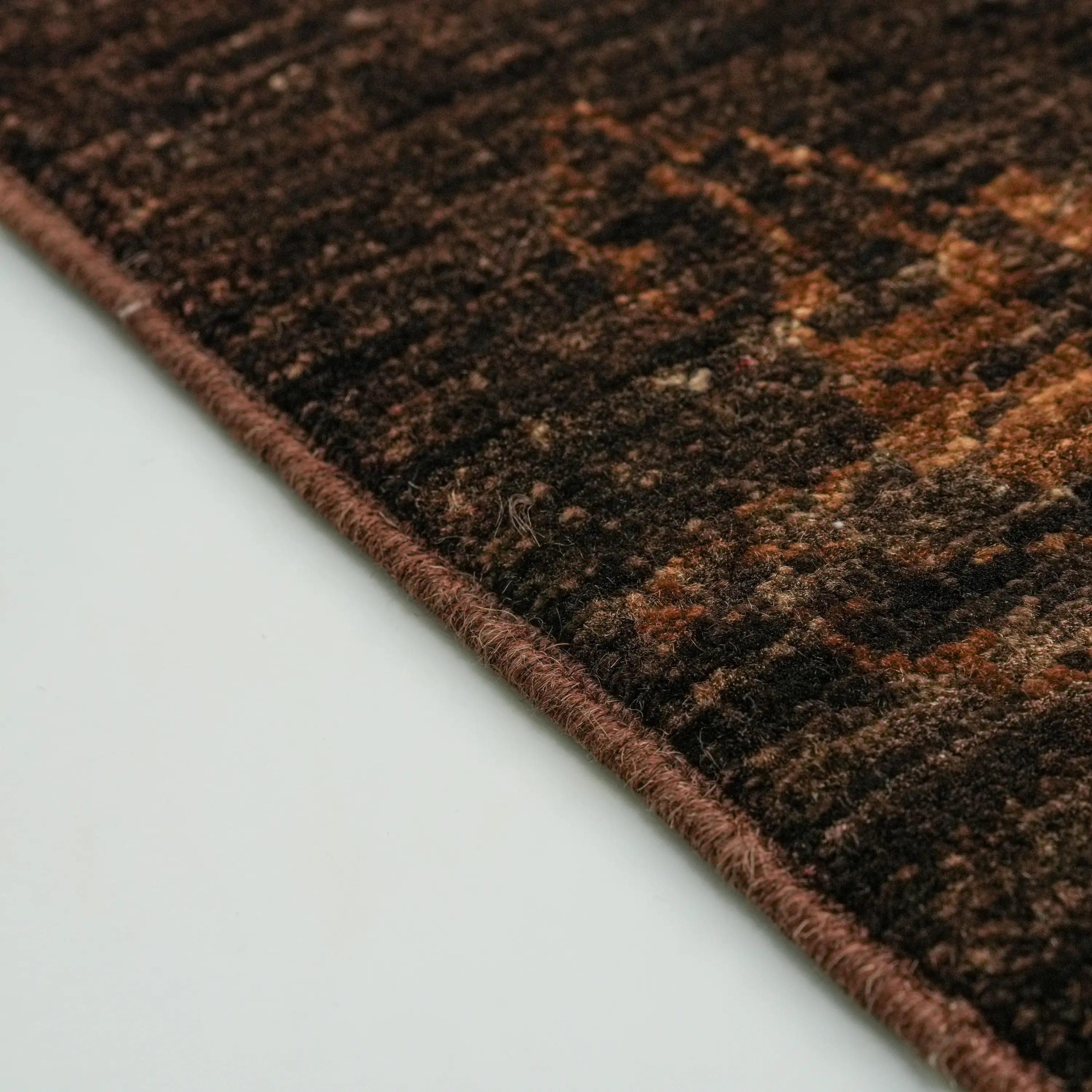 Retro Series Handwoven Vintage Patterned Brown Wool Rug