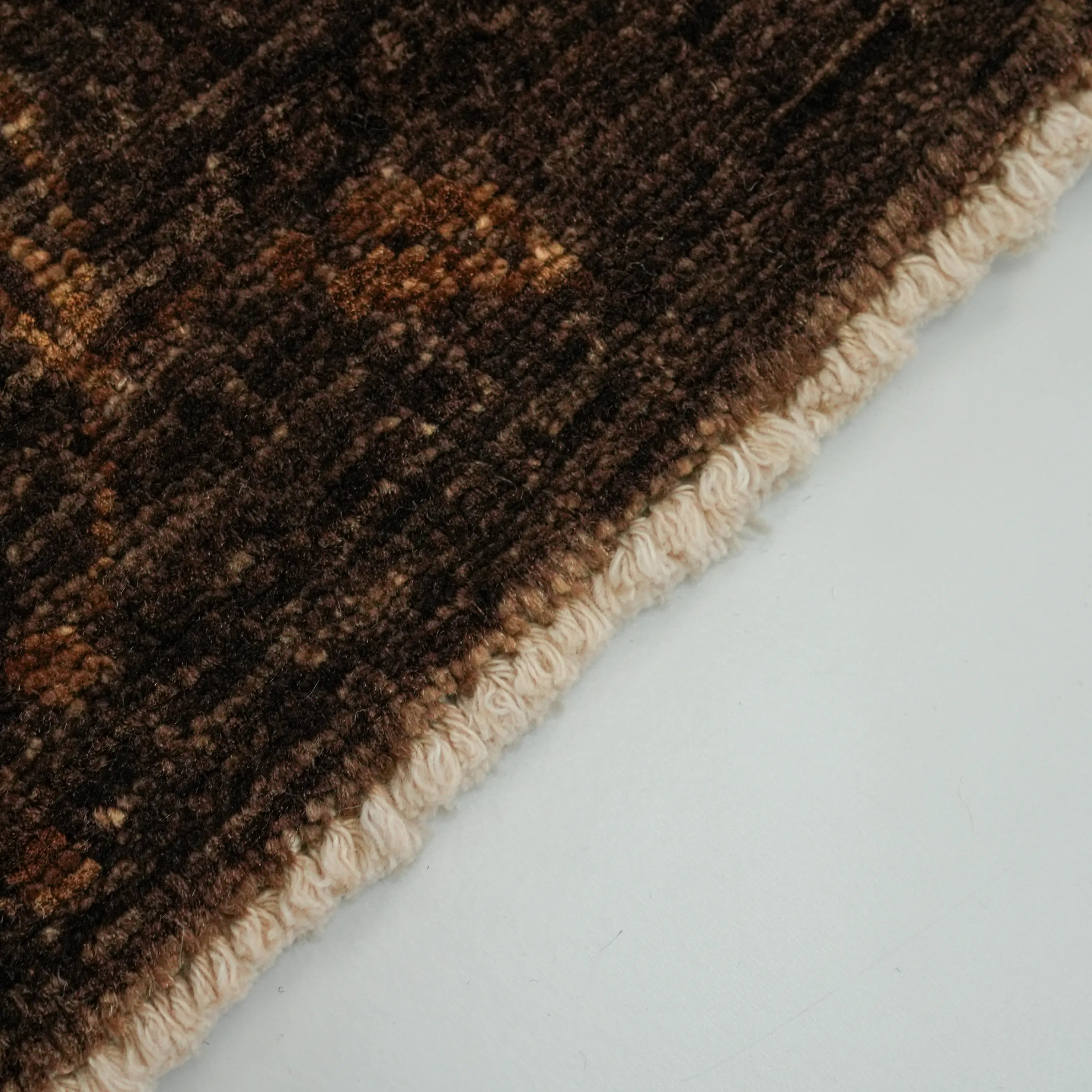 Retro Series Handwoven Vintage Patterned Brown Wool Rug
