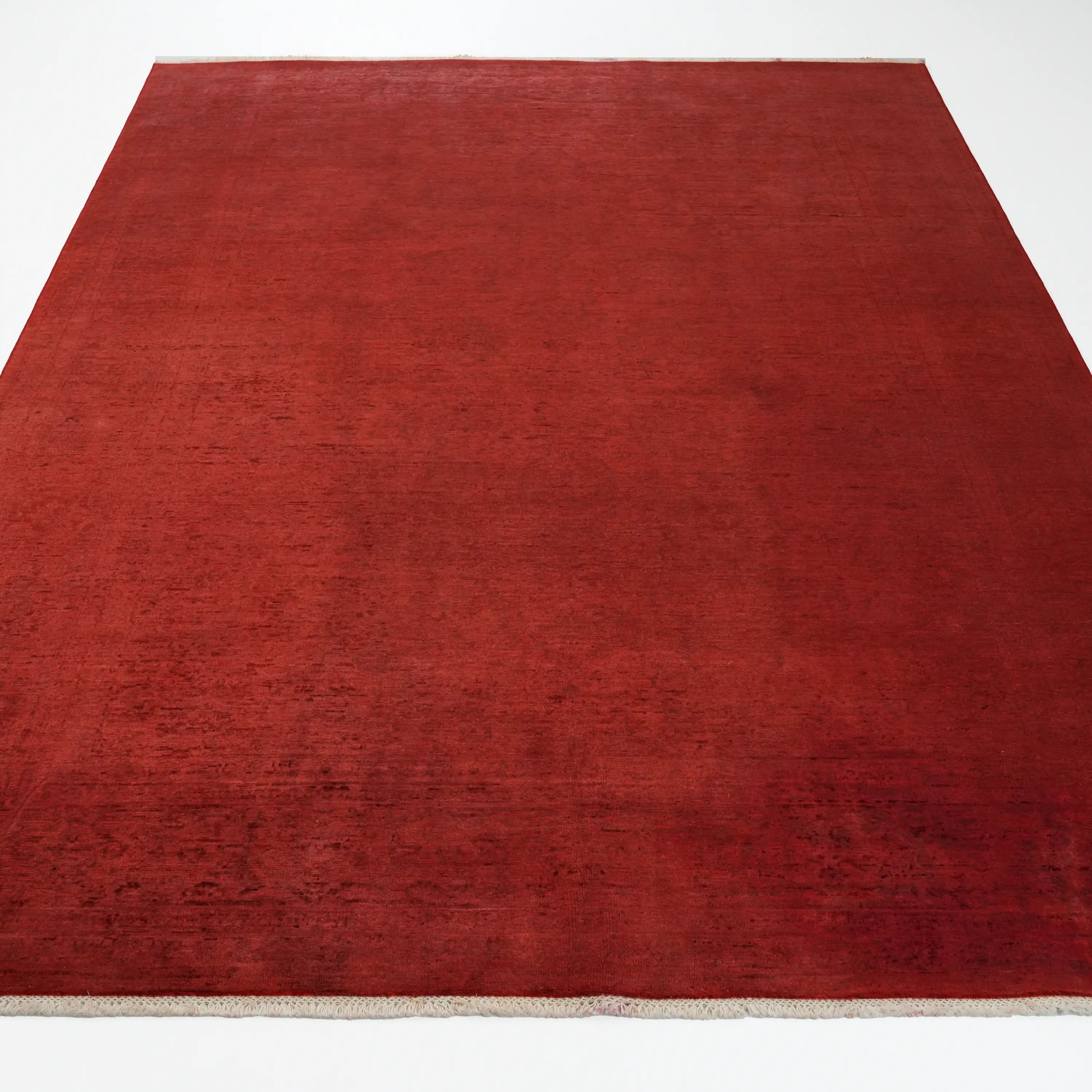 Retro Serisi El Dokuma Vintage Desenli Kırmızı Yün Halı