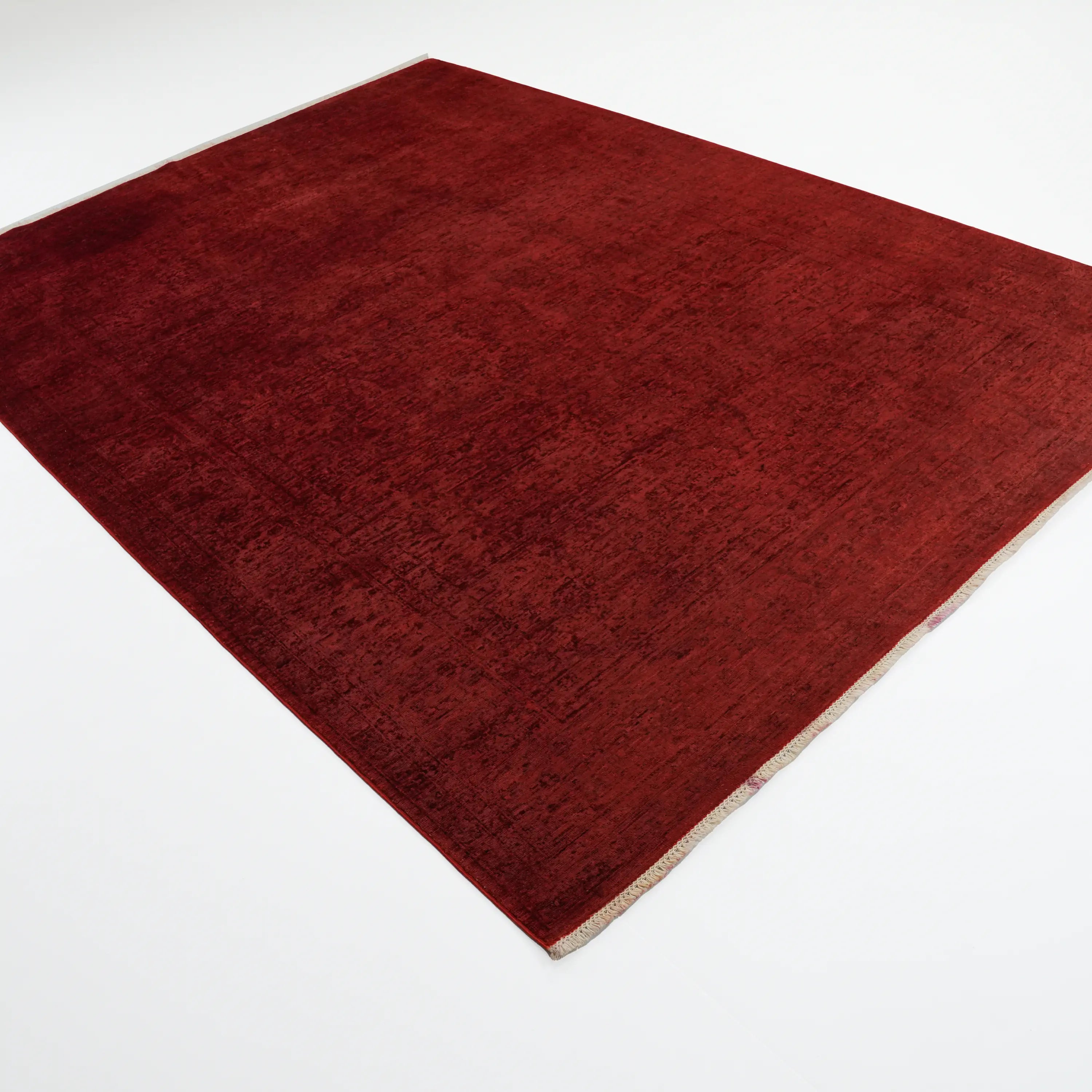 Retro Series Handwoven Vintage Patterned Red Wool Rug