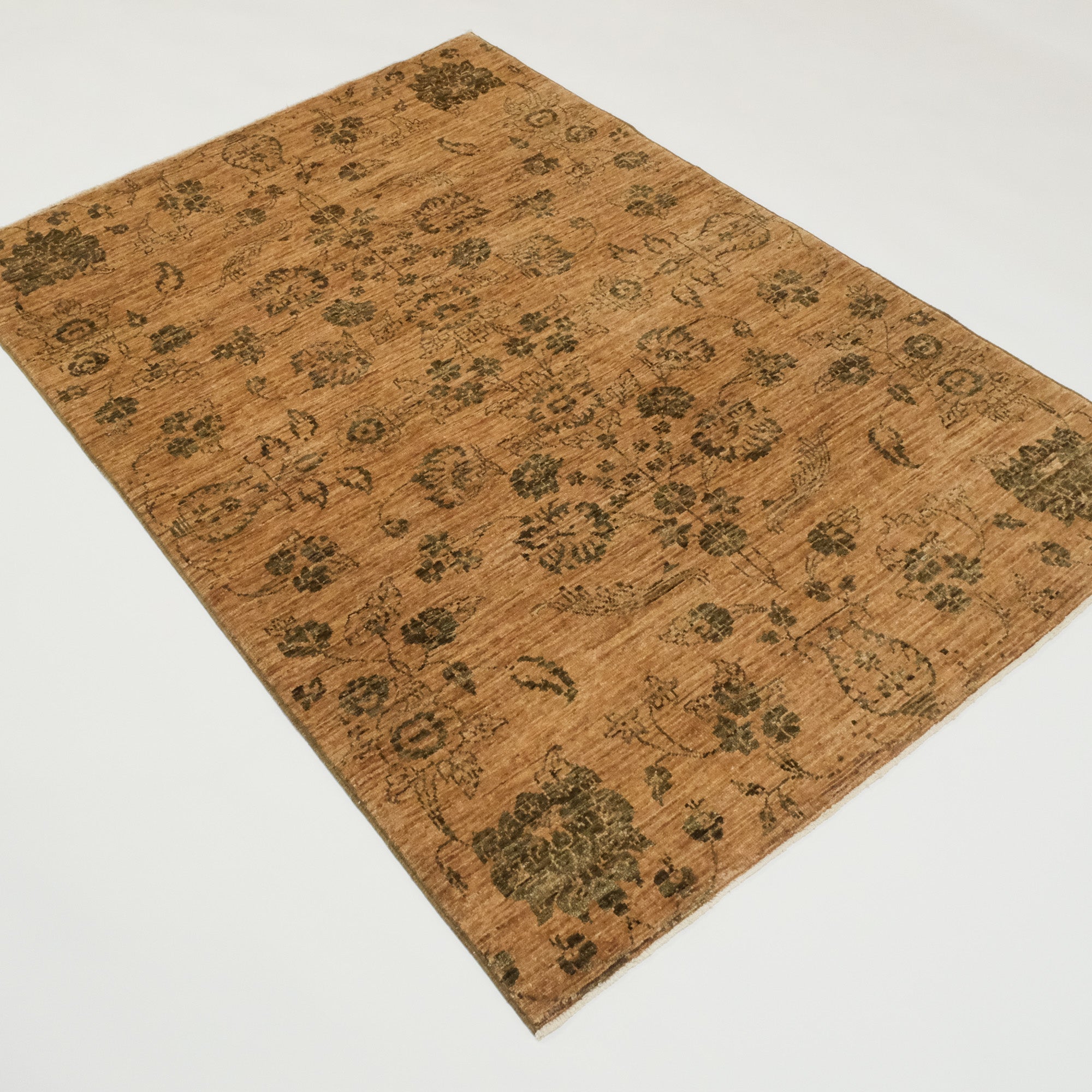 Retro Serisi El Dokuma Vintage Desenli Kahverengi Yün Halı