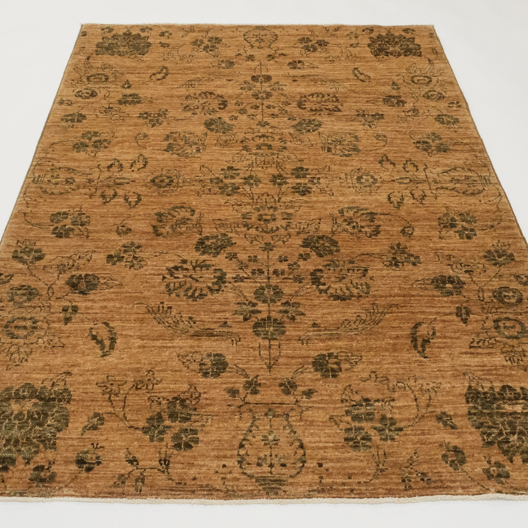 Retro Serisi El Dokuma Vintage Desenli Kahverengi Yün Halı