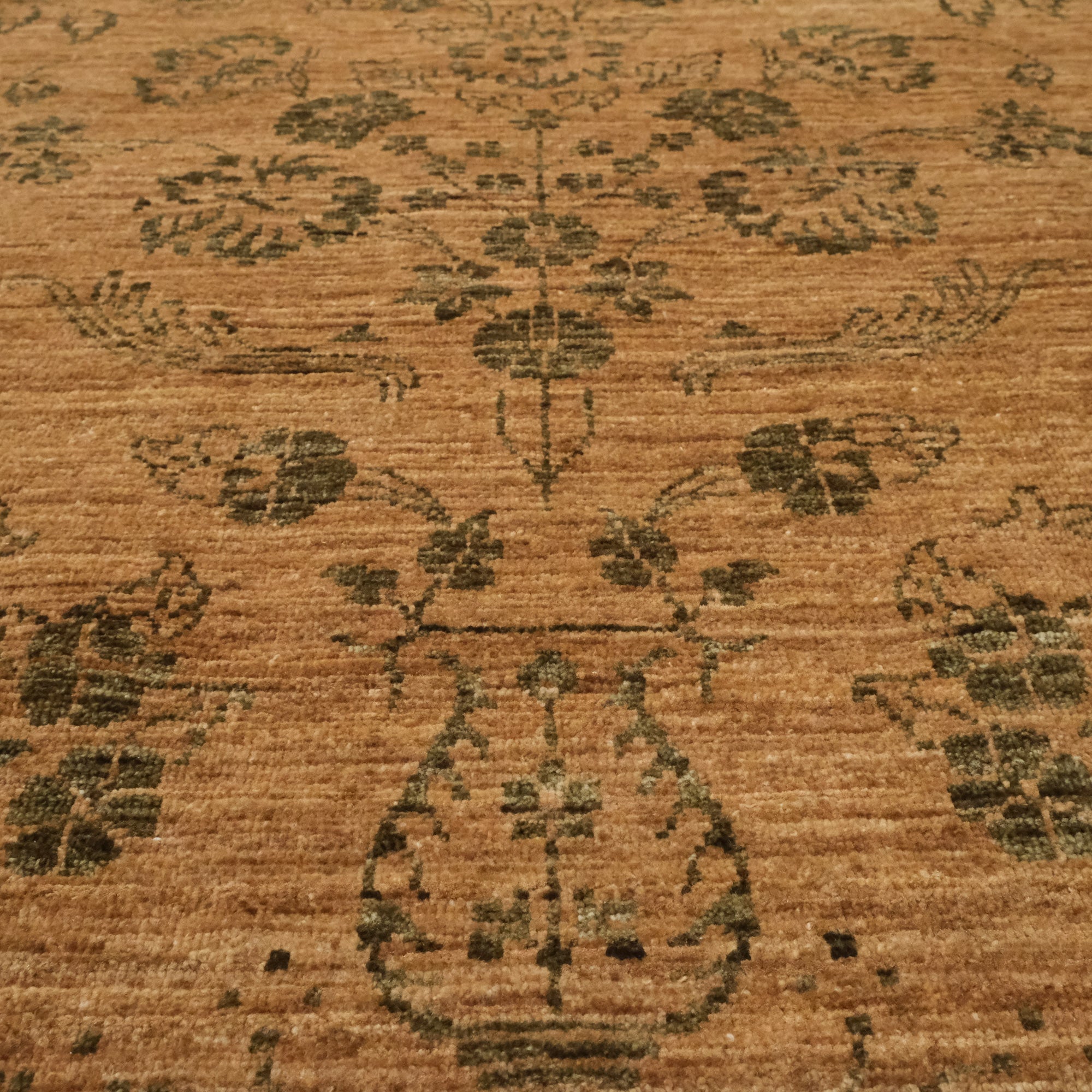 Retro Serisi El Dokuma Vintage Desenli Kahverengi Yün Halı