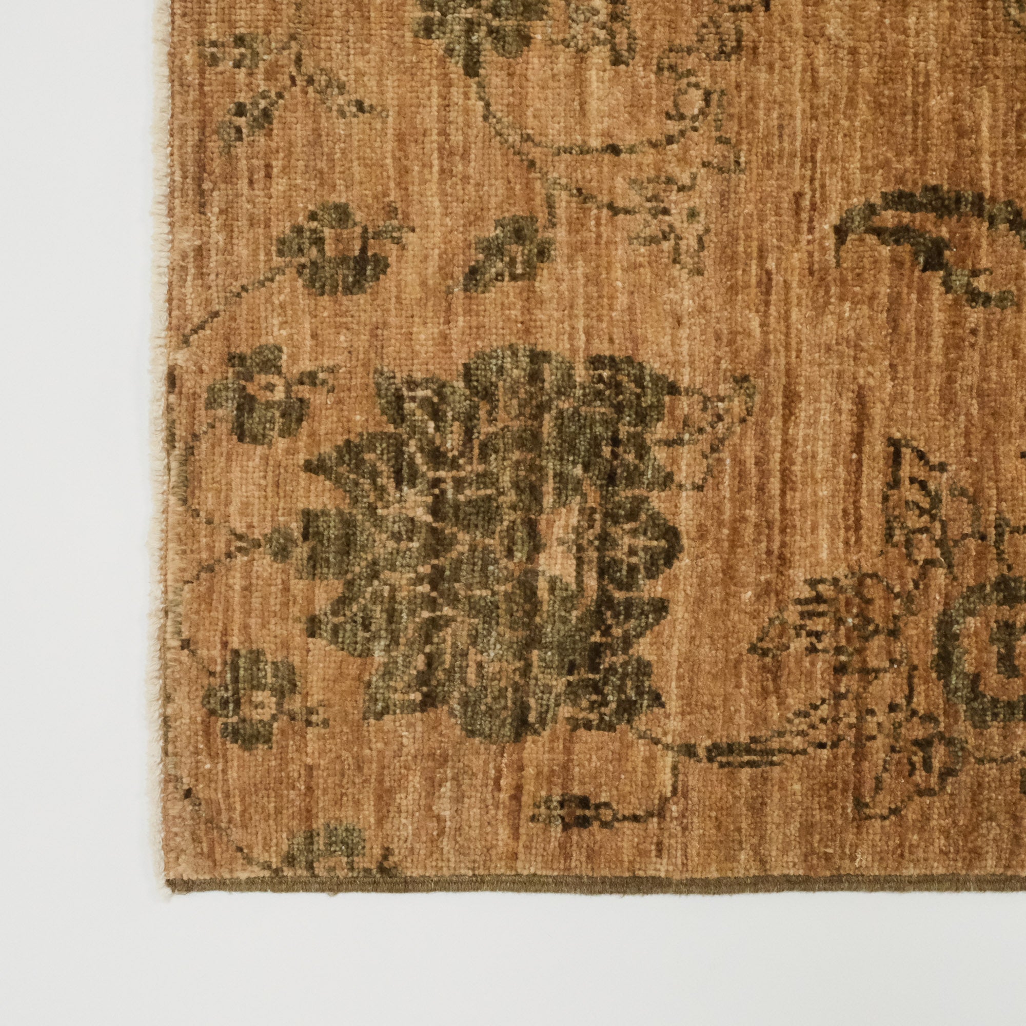 Retro Serisi El Dokuma Vintage Desenli Kahverengi Yün Halı