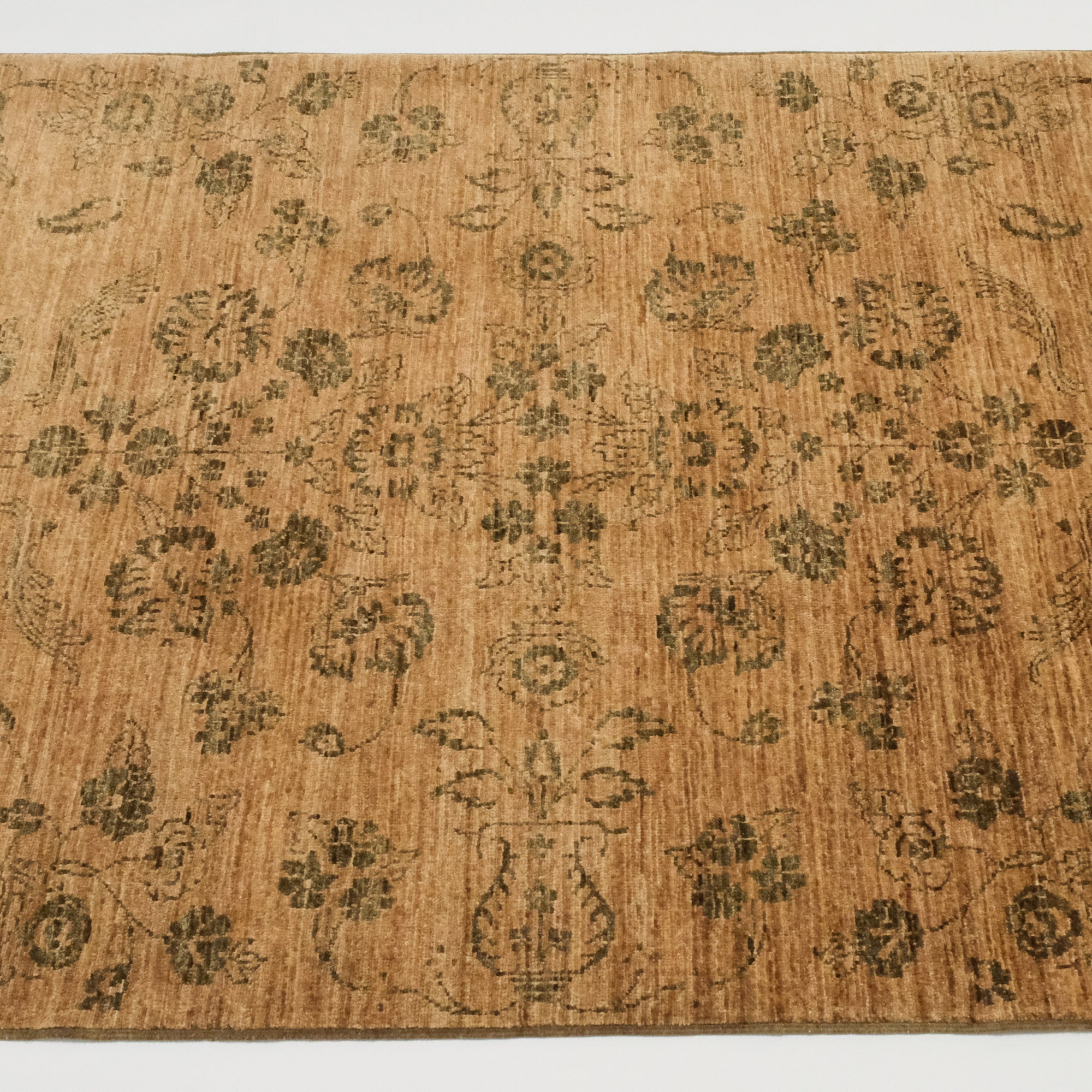 Retro Serisi El Dokuma Vintage Desenli Kahverengi Yün Halı