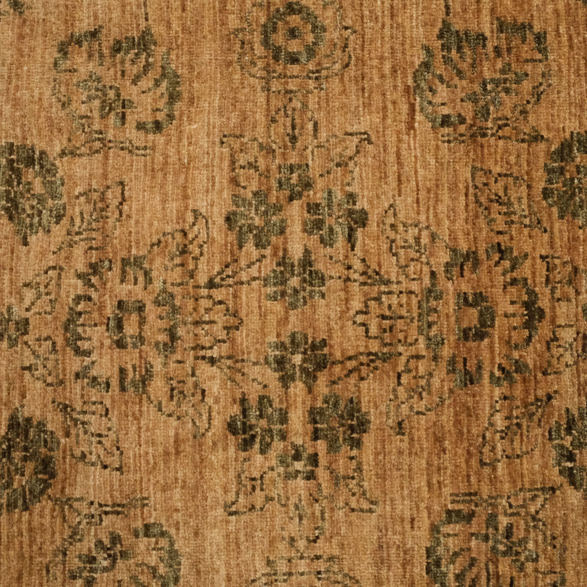 Retro Serisi El Dokuma Vintage Desenli Kahverengi Yün Halı