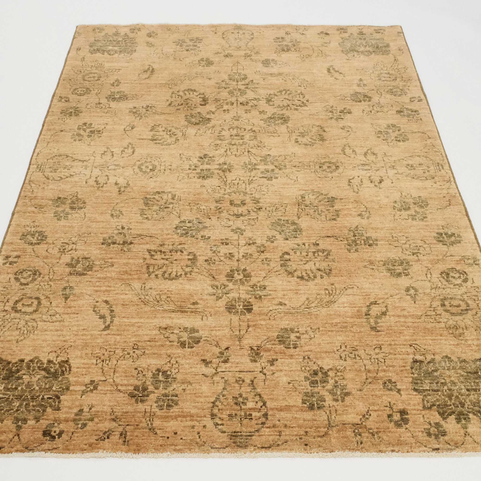 Retro Serisi El Dokuma Vintage Desenli Kahverengi Yün Halı