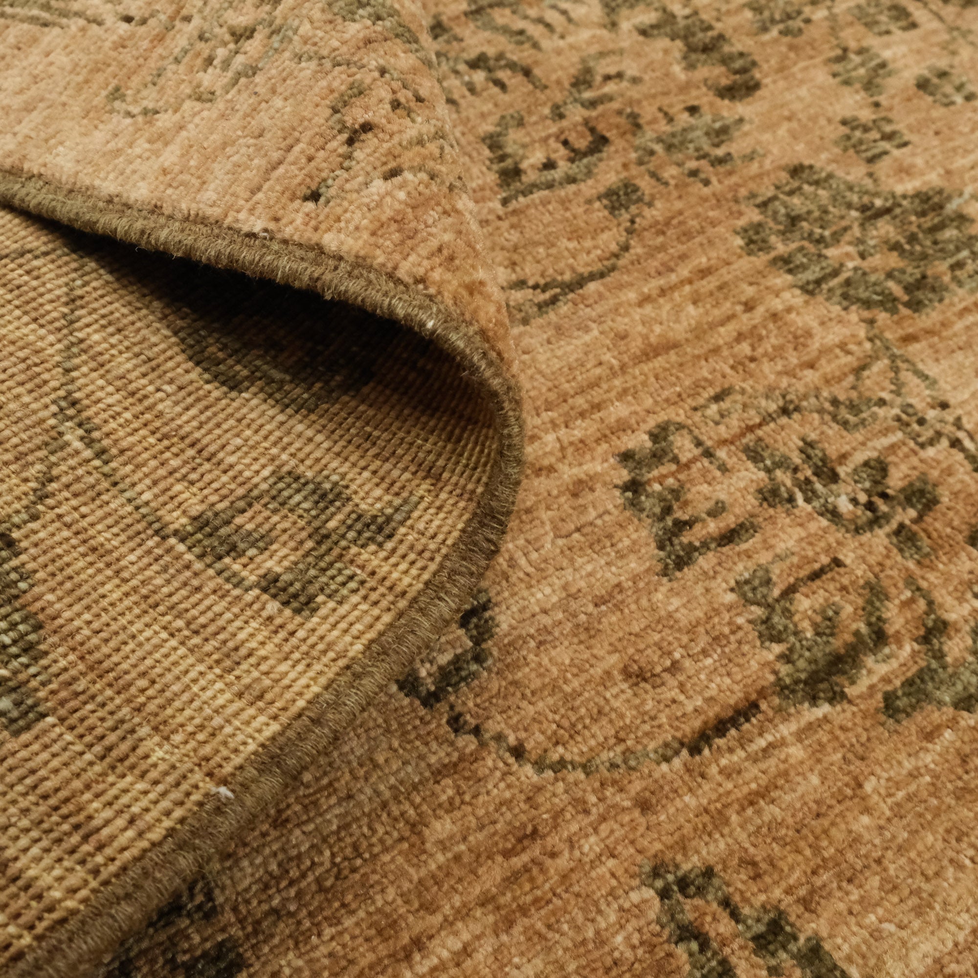 Retro Serisi El Dokuma Vintage Desenli Kahverengi Yün Halı