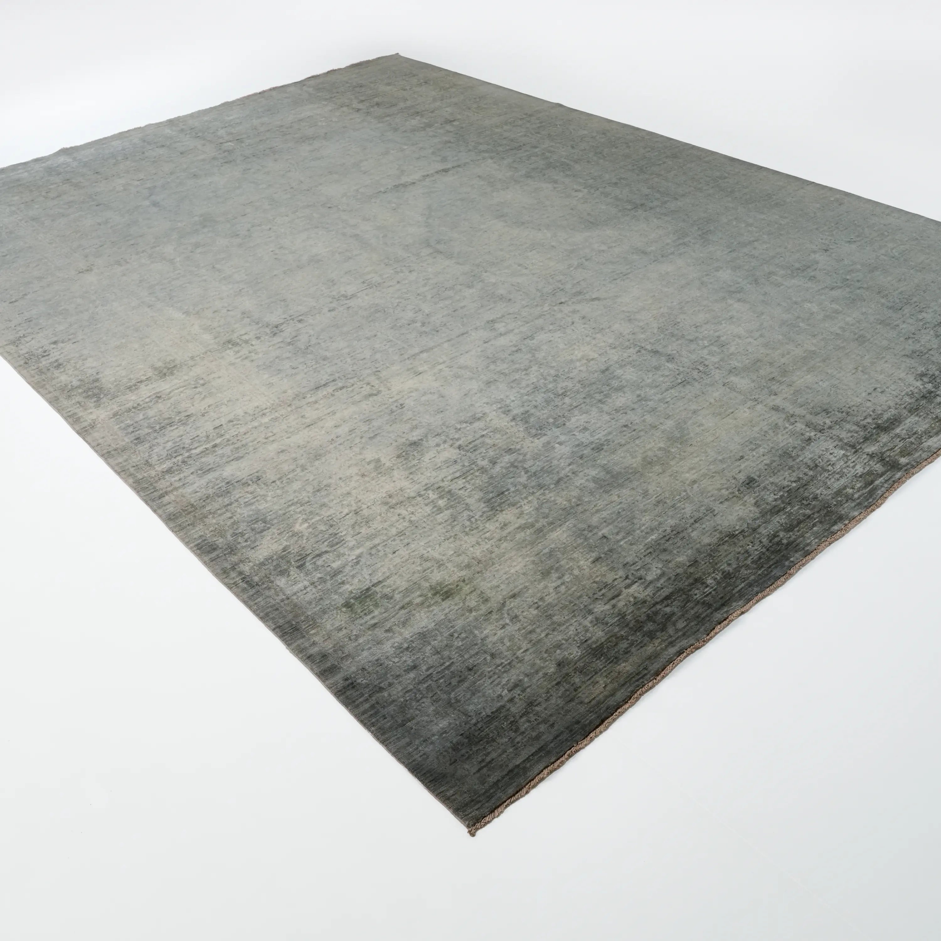 Retro Serisi El Dokuma Vintage Desenli Yün Gri Halı