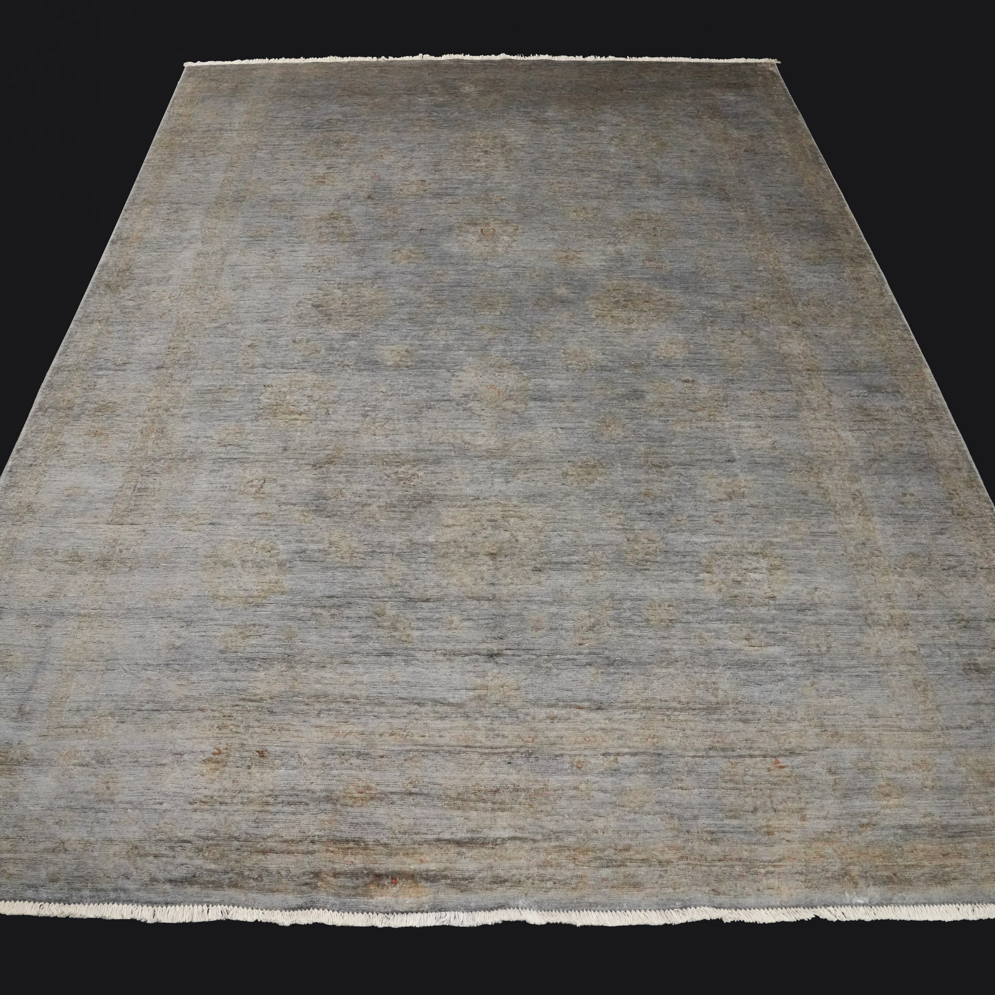 Retro Serisi El Dokuma Vintage Desenli Yün Gri Halı