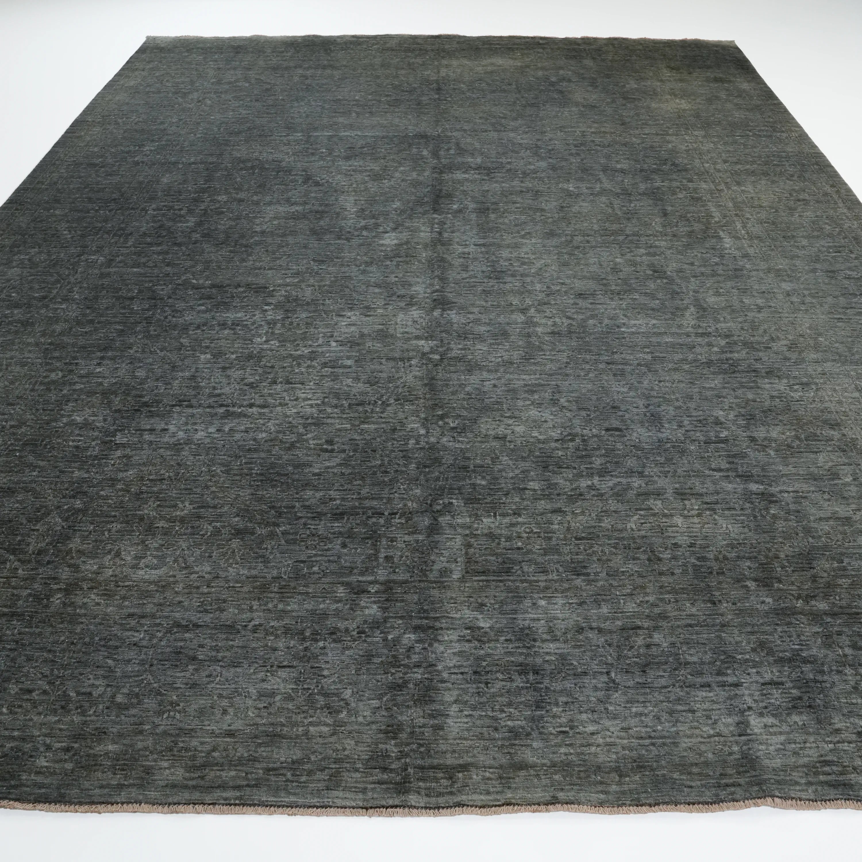 Retro Series Handwoven Vintage Patterned Wool Gray Rug