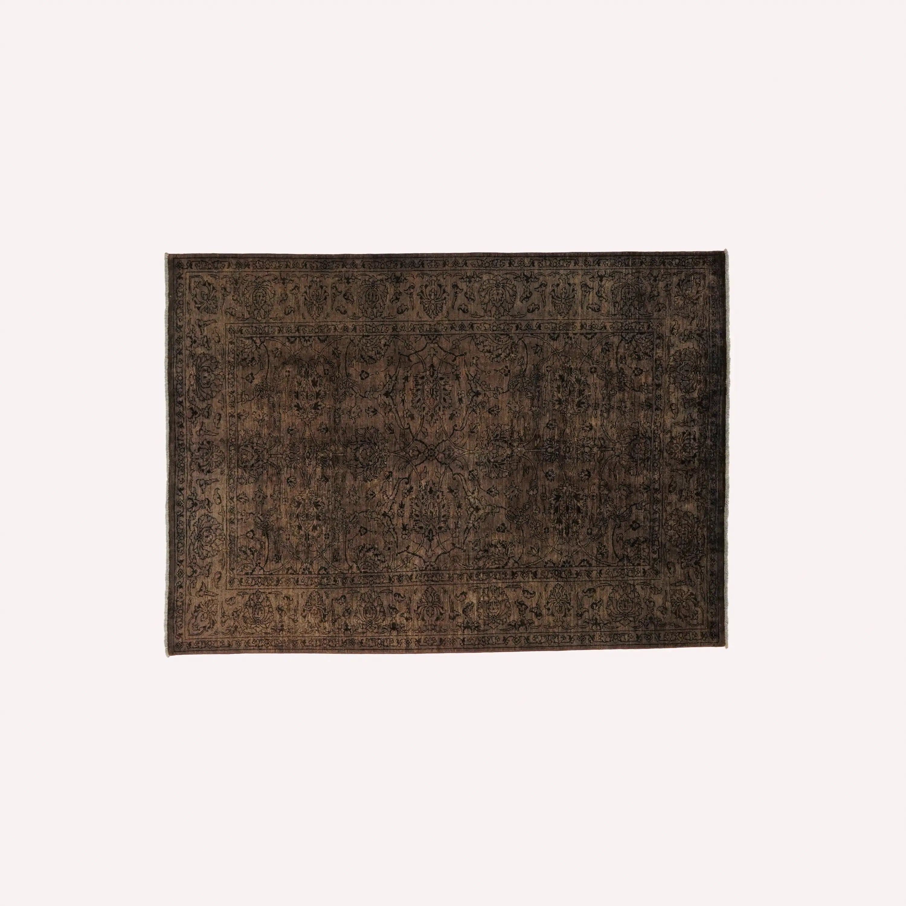 Retro Series Handwoven Vintage Patterned Wool Brown Rug
