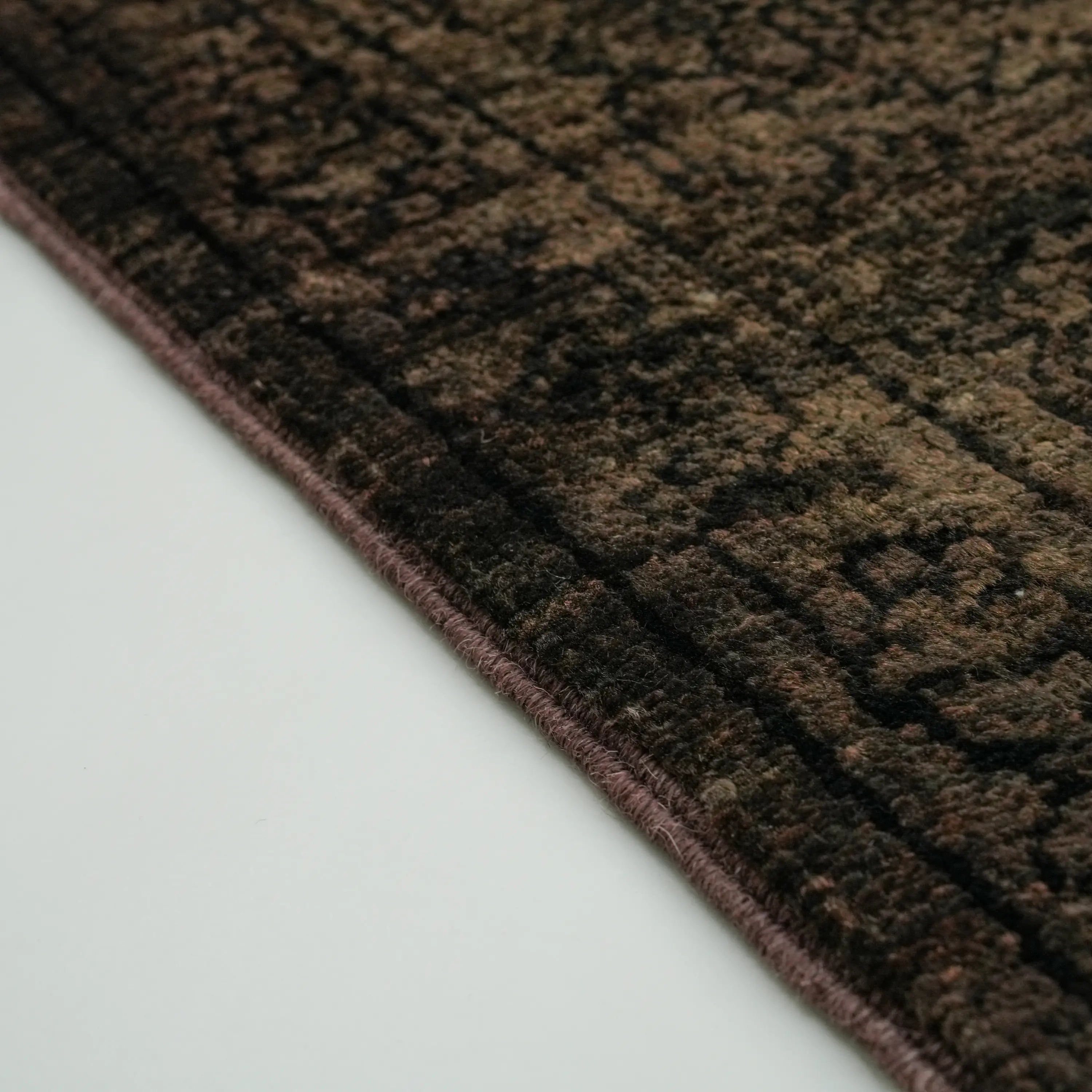 Retro Series Handwoven Vintage Patterned Wool Brown Rug