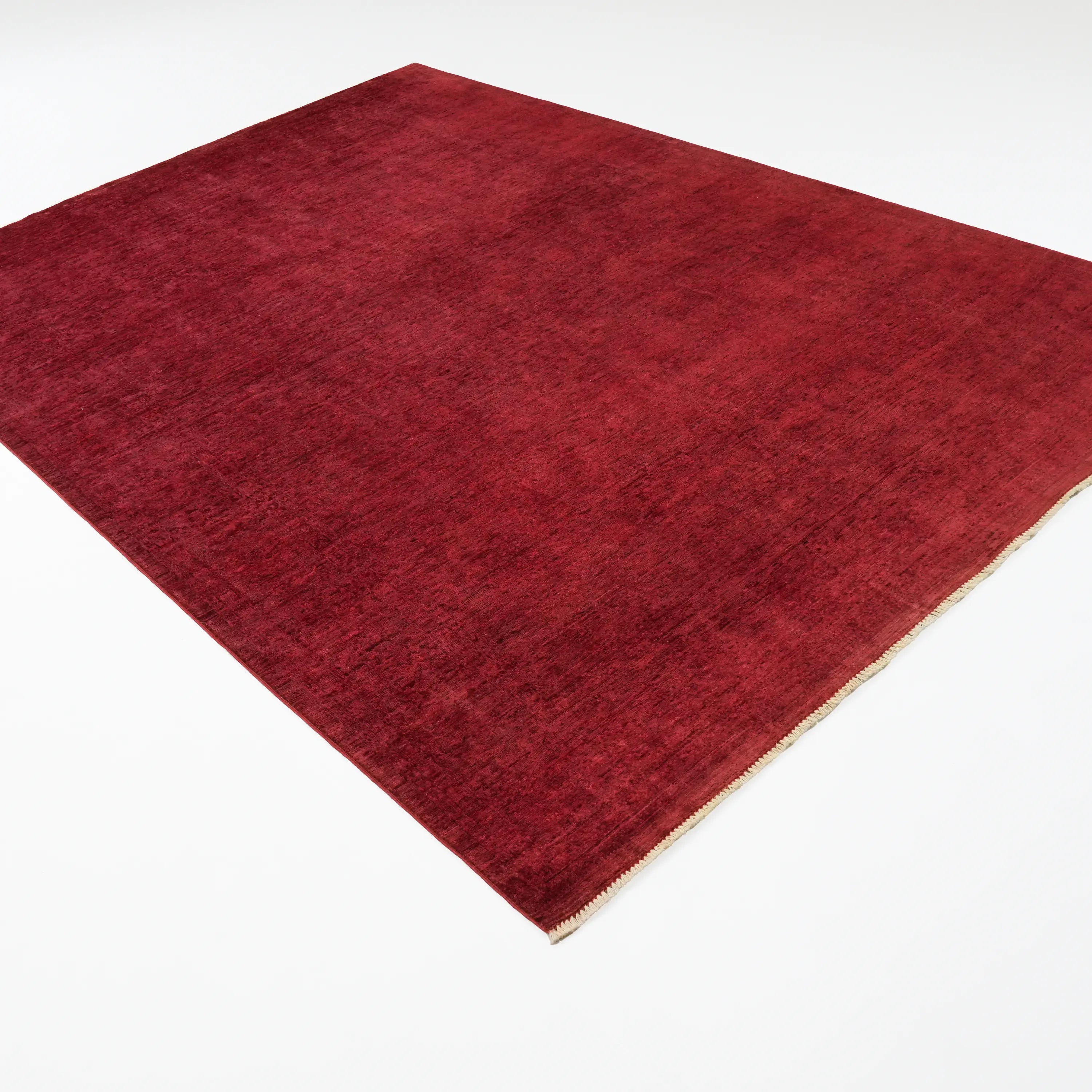 Retro Series Handwoven Vintage Patterned Wool Red Rug