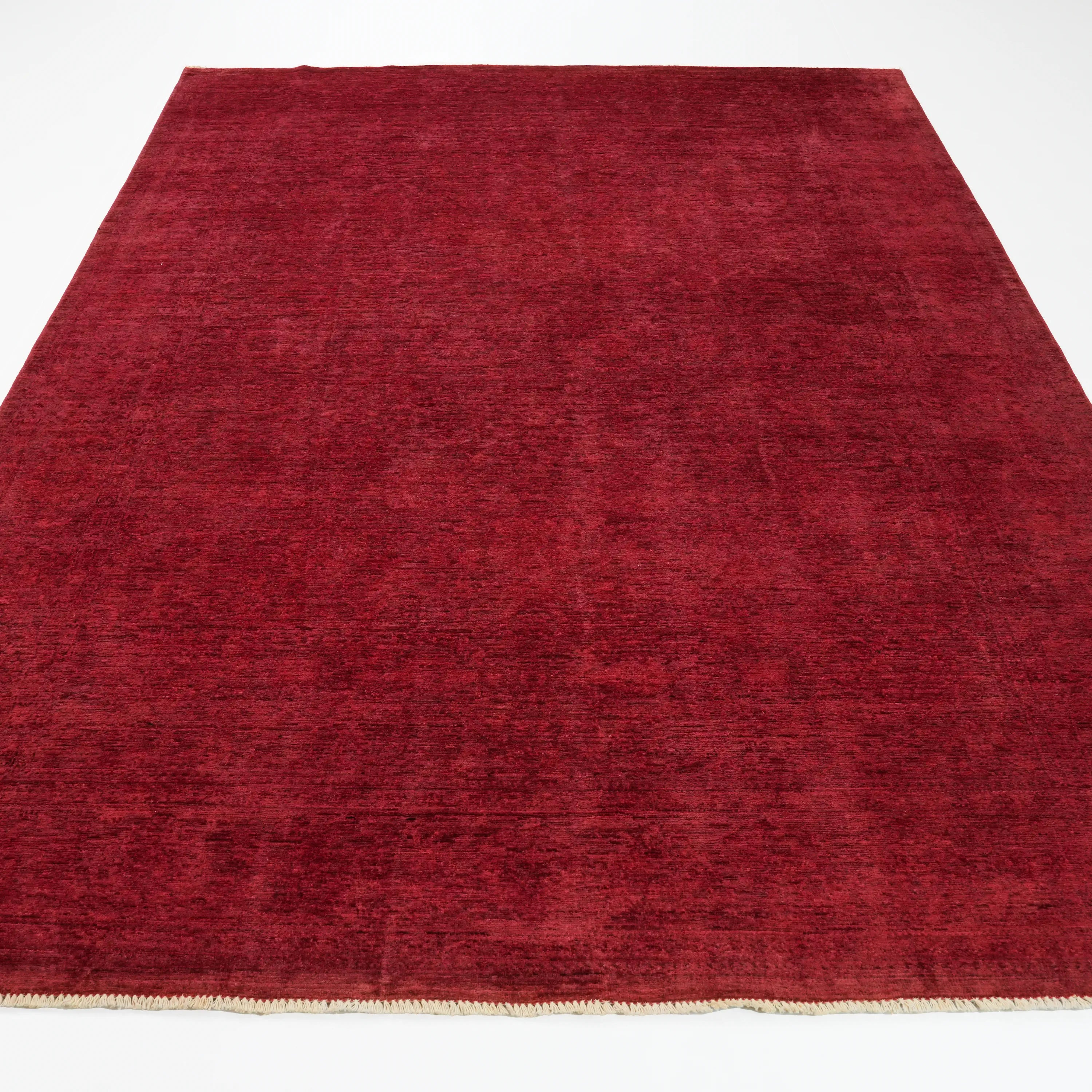 Retro Series Handwoven Vintage Patterned Wool Red Rug