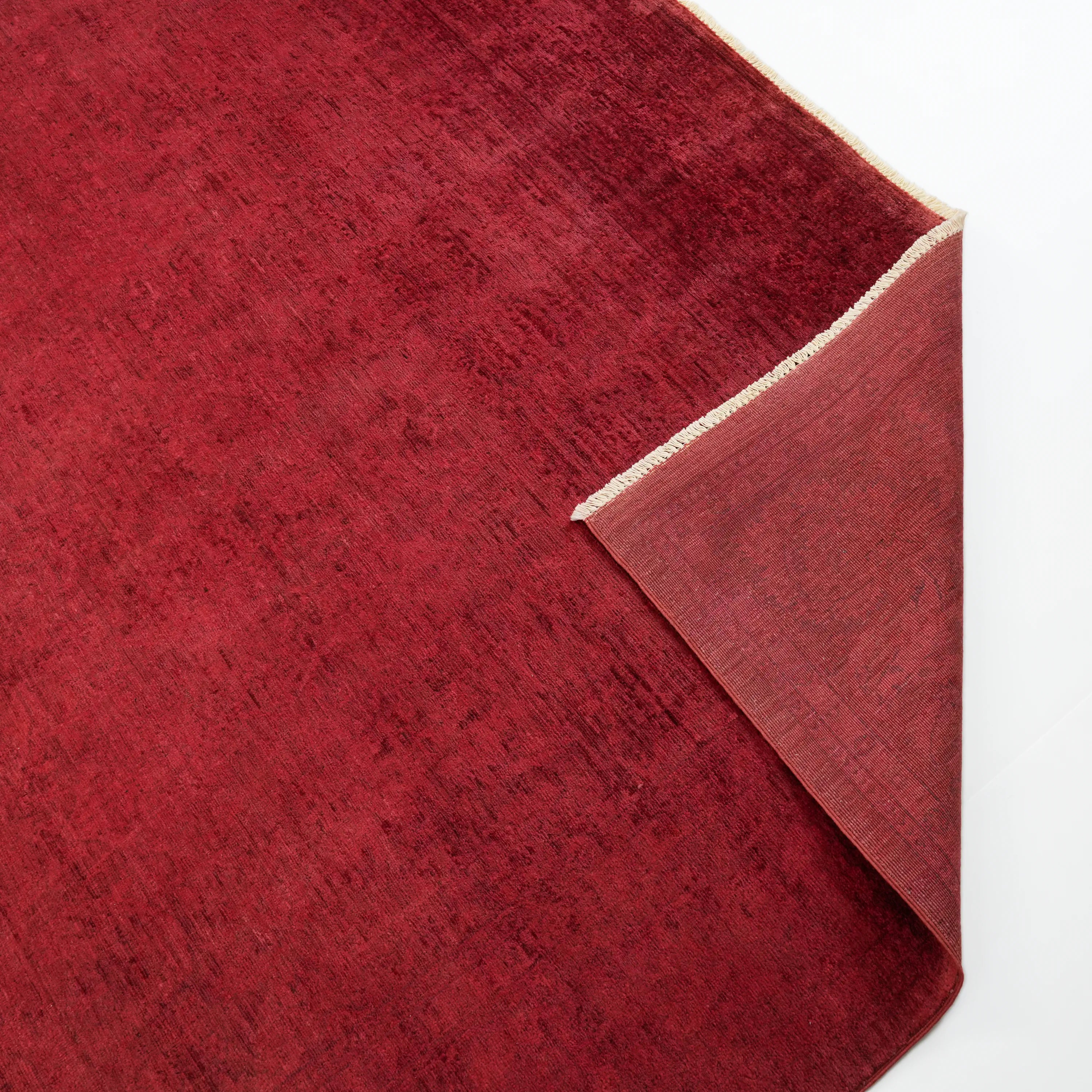 Retro Series Handwoven Vintage Patterned Wool Red Rug