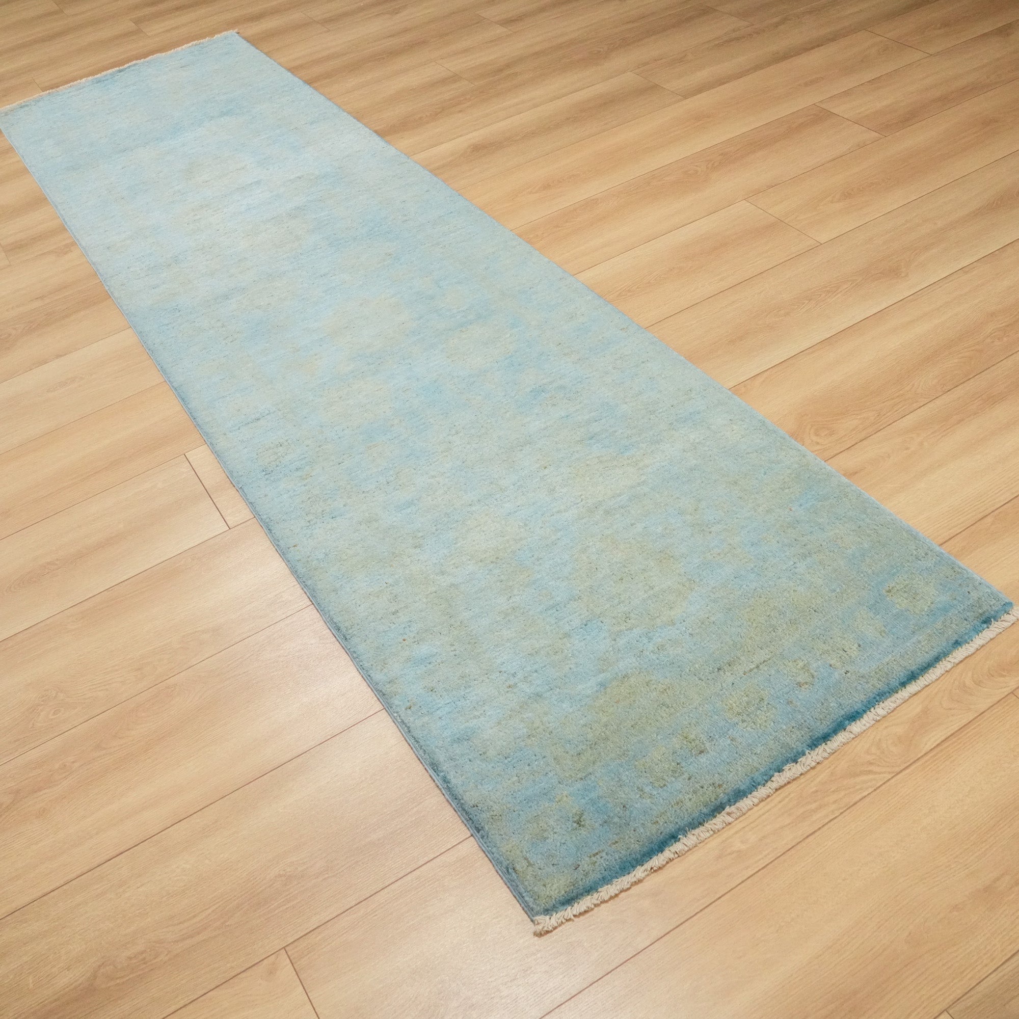 Retro Series Hand Woven Vintage Patterned Wool Blue Carpet