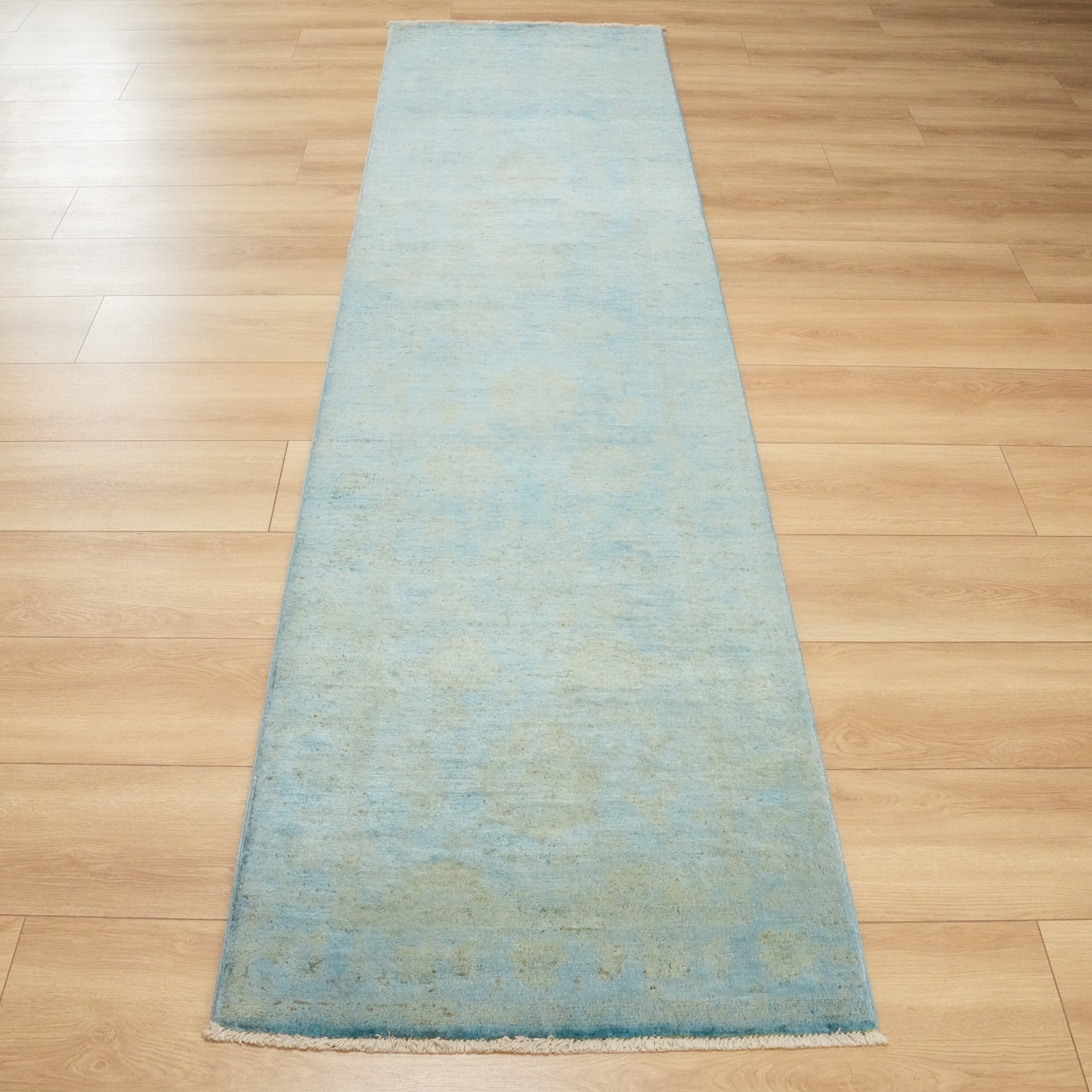 Retro Series Hand Woven Vintage Patterned Wool Blue Carpet