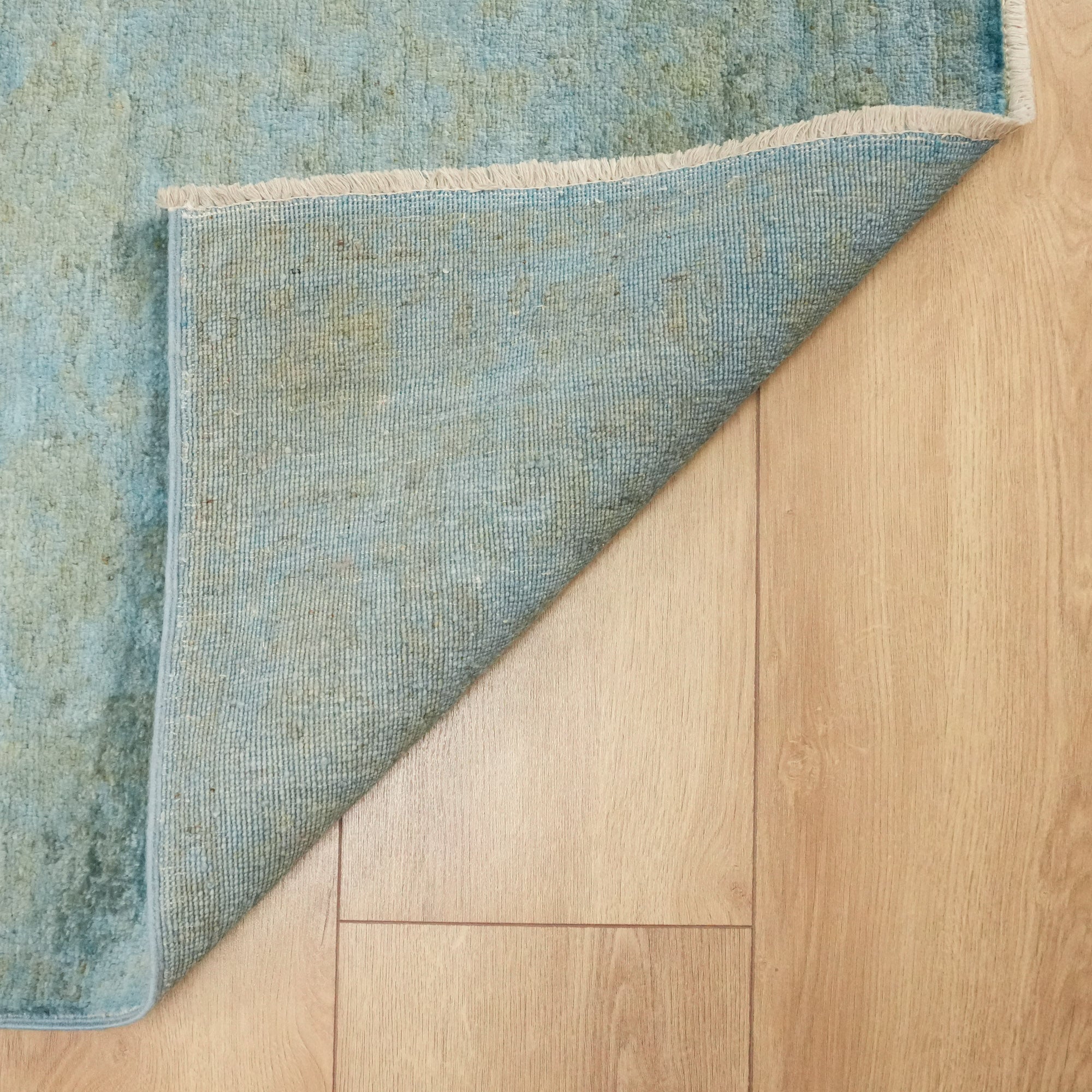 Retro Series Hand Woven Vintage Patterned Wool Blue Carpet