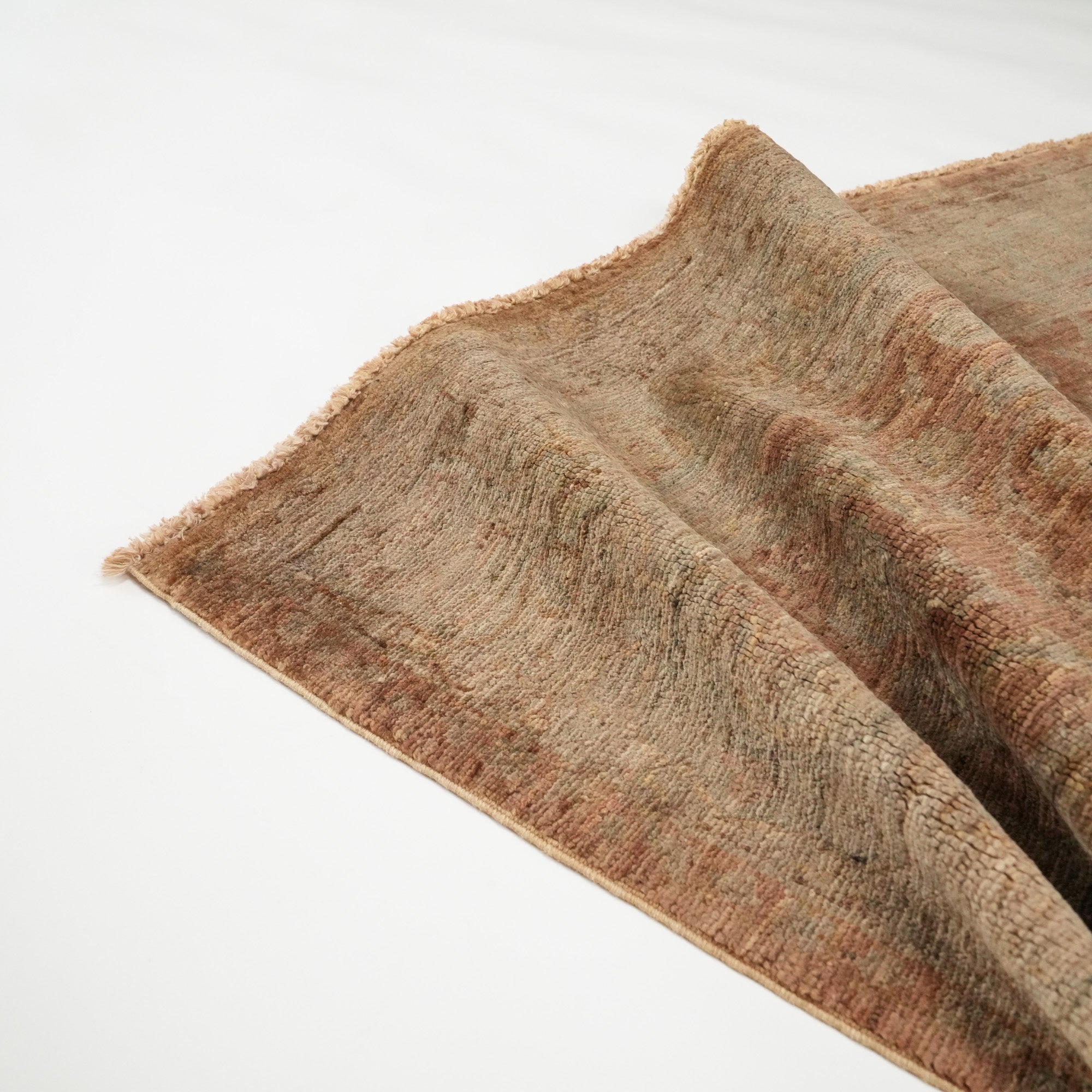 Retro Serisi El Dokuma Yün Vintage Desenli Kahverengi Halı