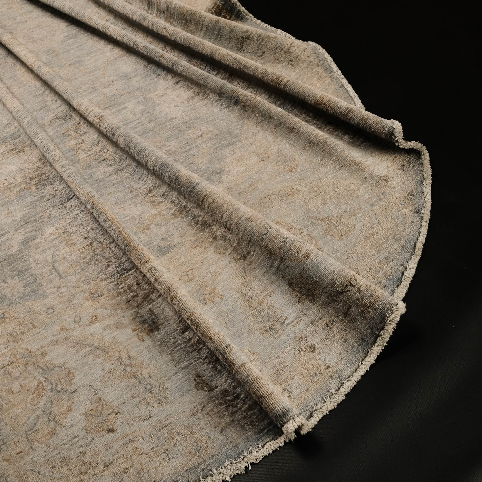 Retro Serisi El Dokuma Vintage Desenli Yün Yeşil Halı