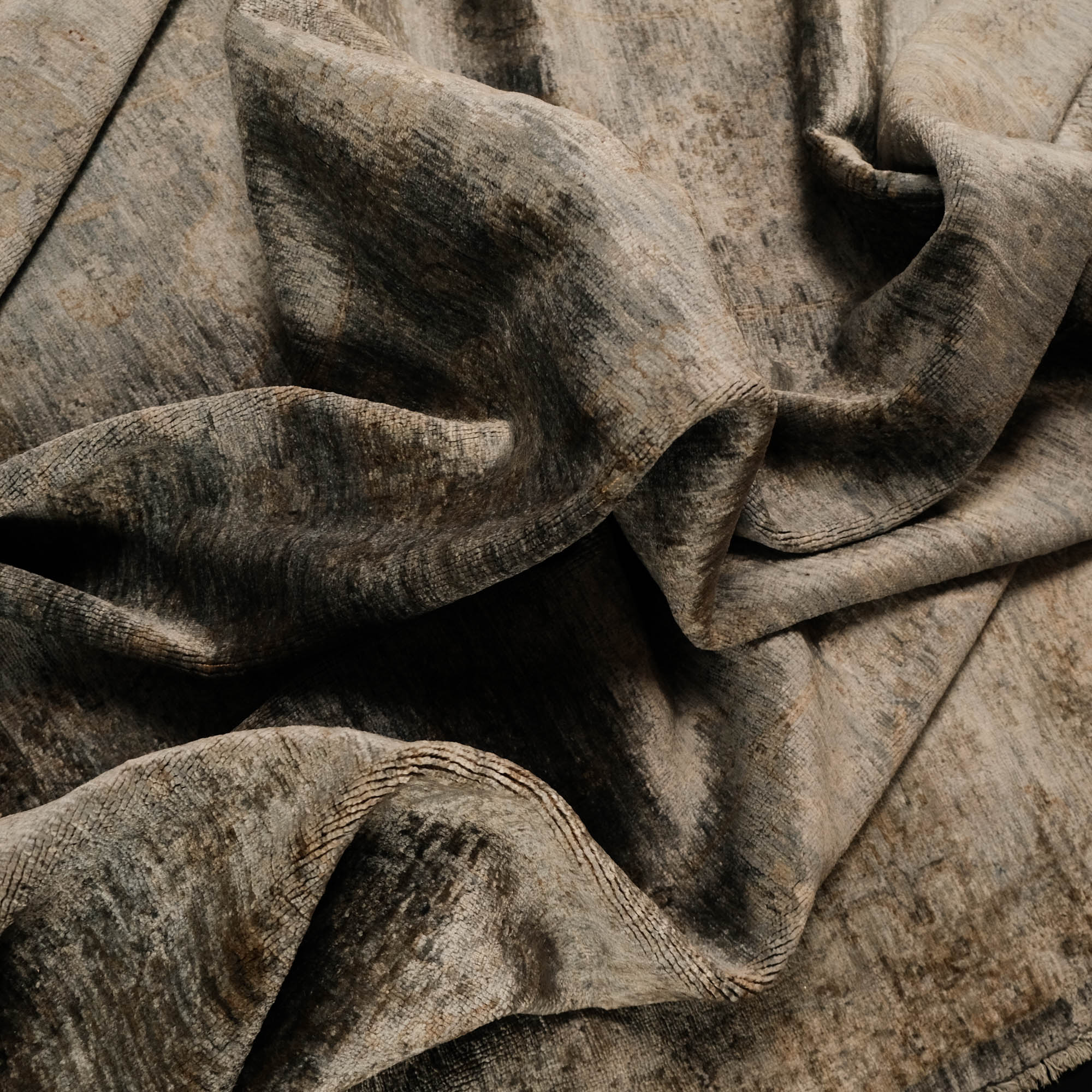 Retro Serisi El Dokuma Vintage Desenli Yün Yeşil Halı