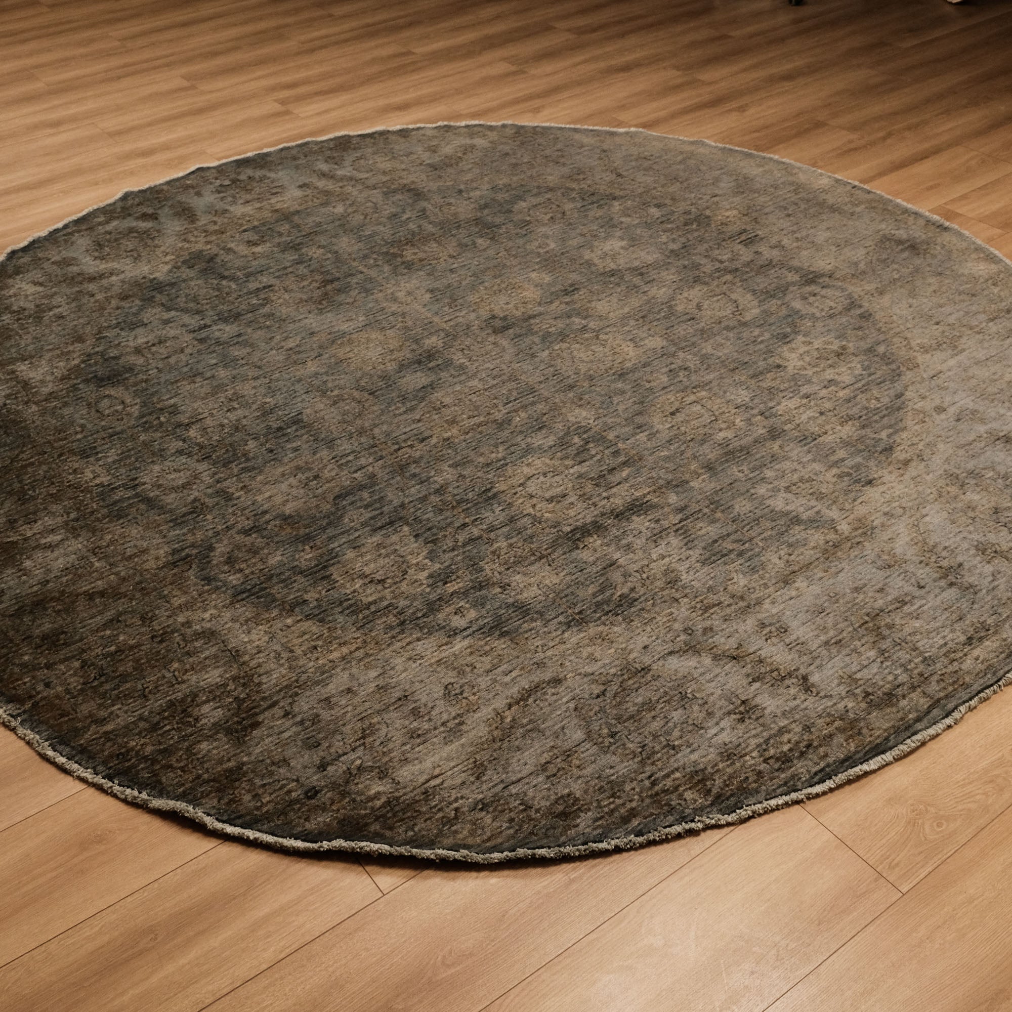 Retro Serisi El Dokuma Vintage Desenli Yün Yeşil Halı