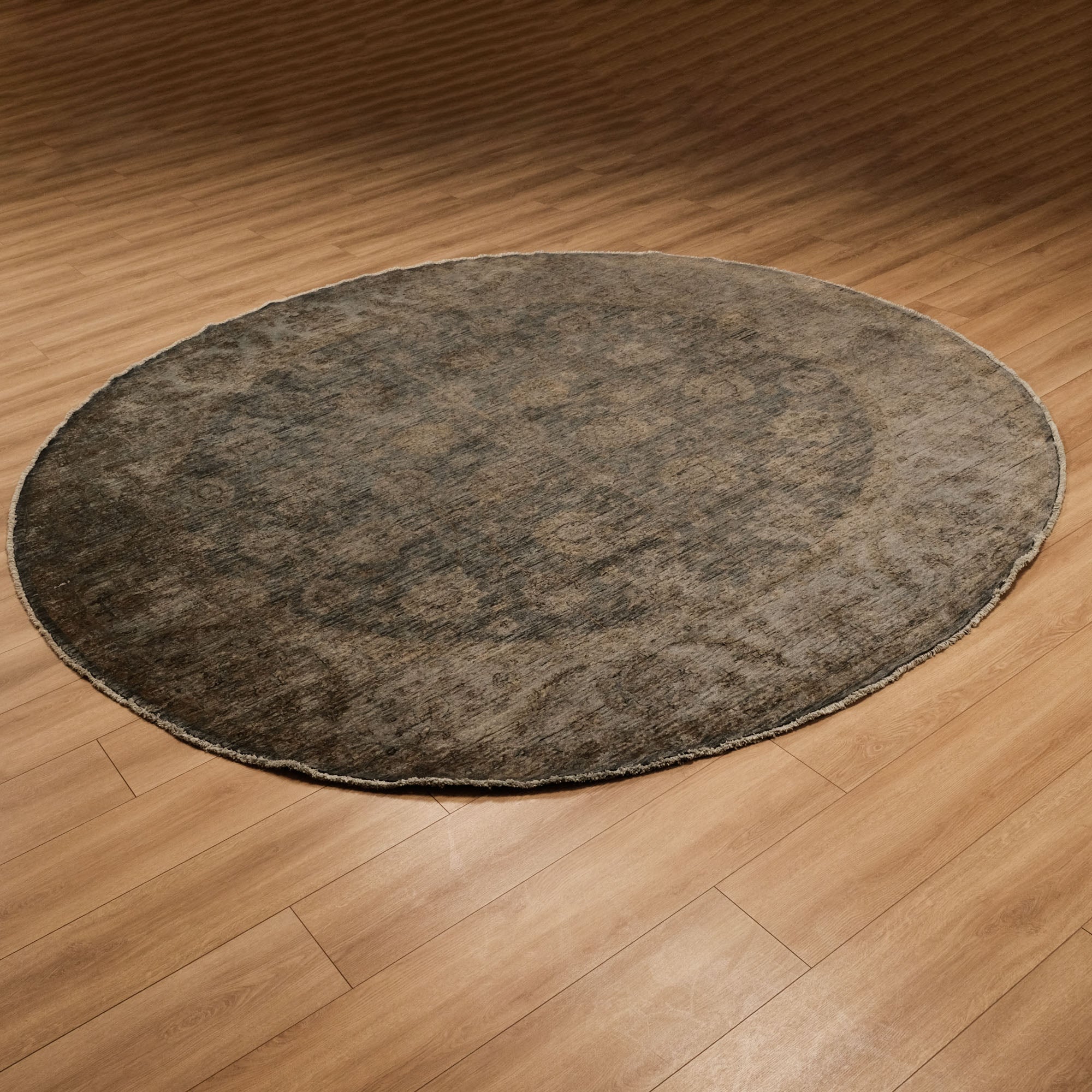 Retro Serisi El Dokuma Vintage Desenli Yün Yeşil Halı