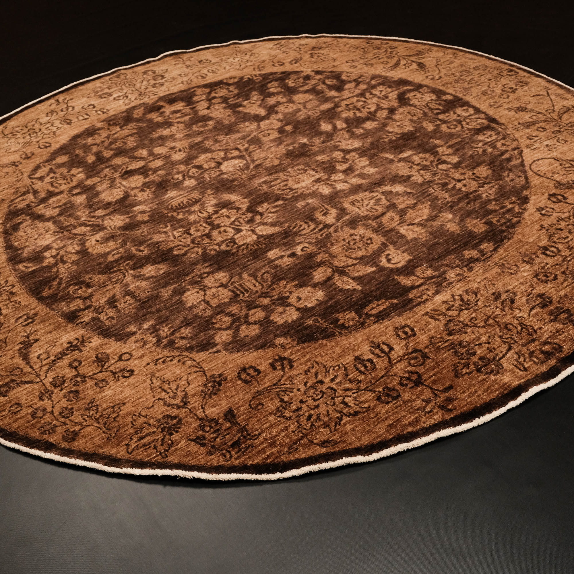 Retro Serisi El Dokuma Kahverengi Vintage Halı