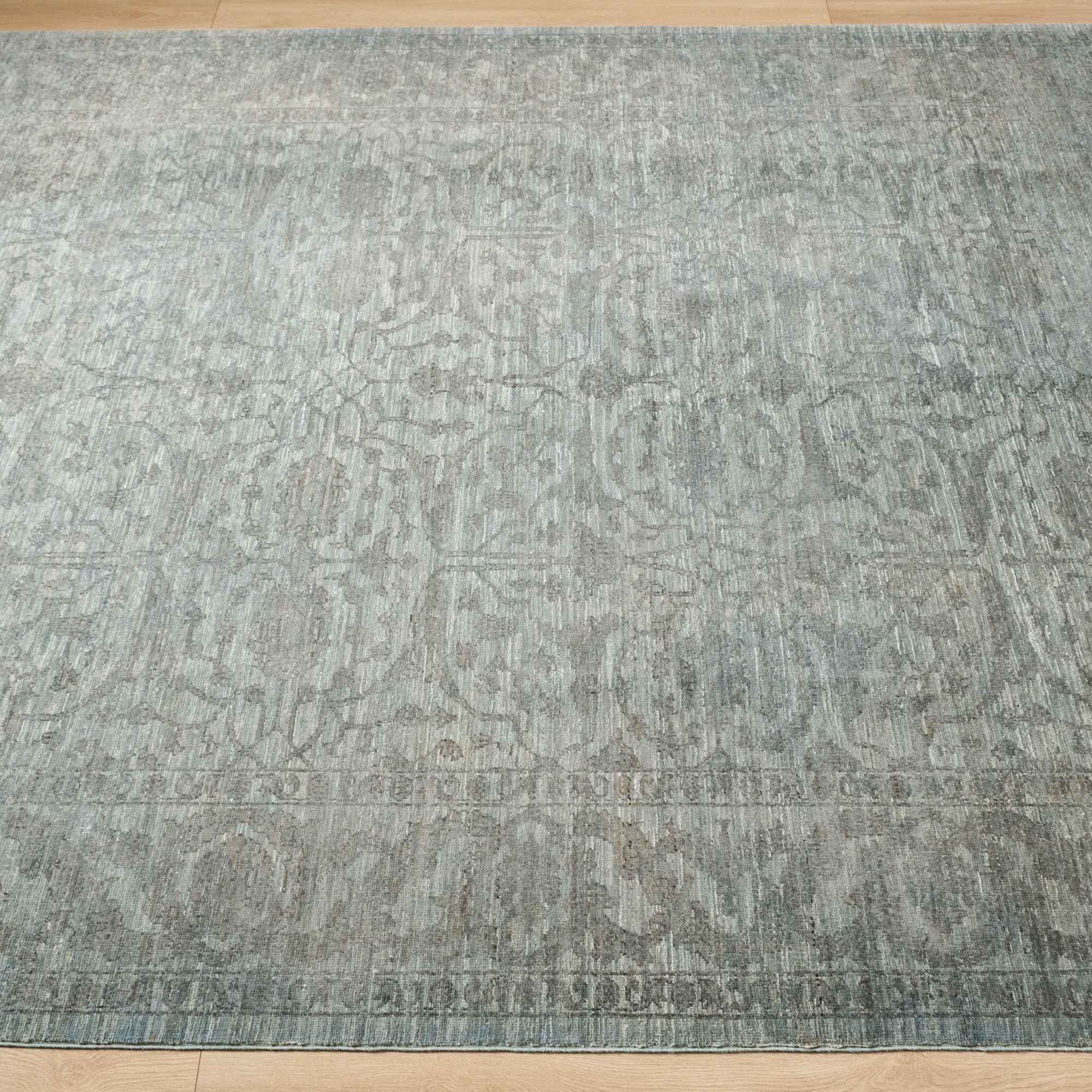 Retro Serisi Vintage Desenli El Dokuma Yeşil Halı