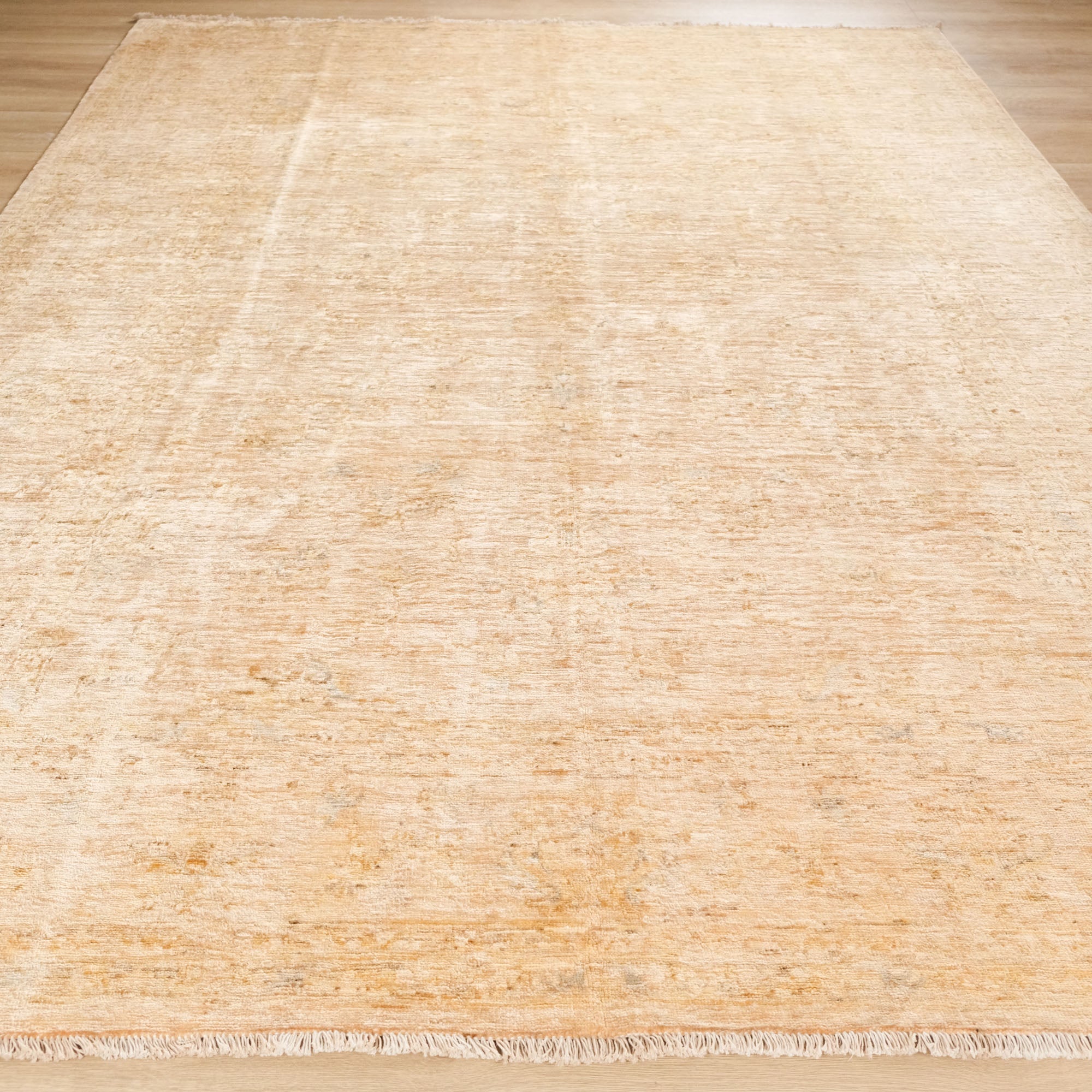 Retro Serisi El Dokuma Sarı Vintage Desenli Halı