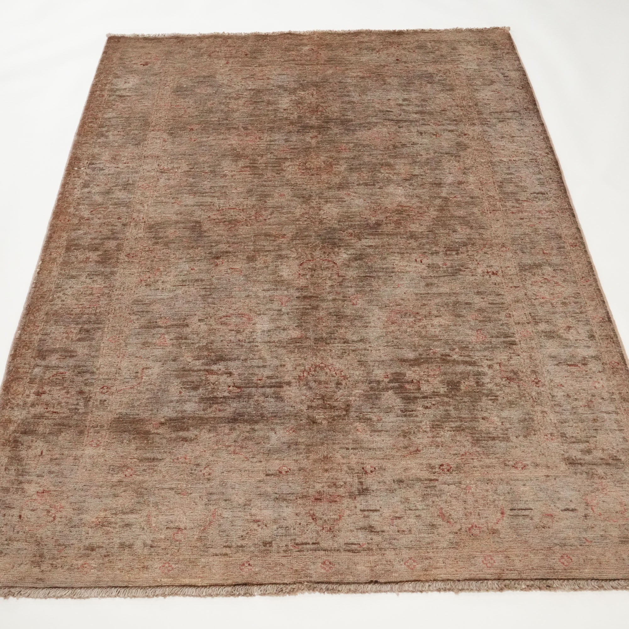 Retro Serisi El Dokuma Yün Vintage Desenli Vizon Halı