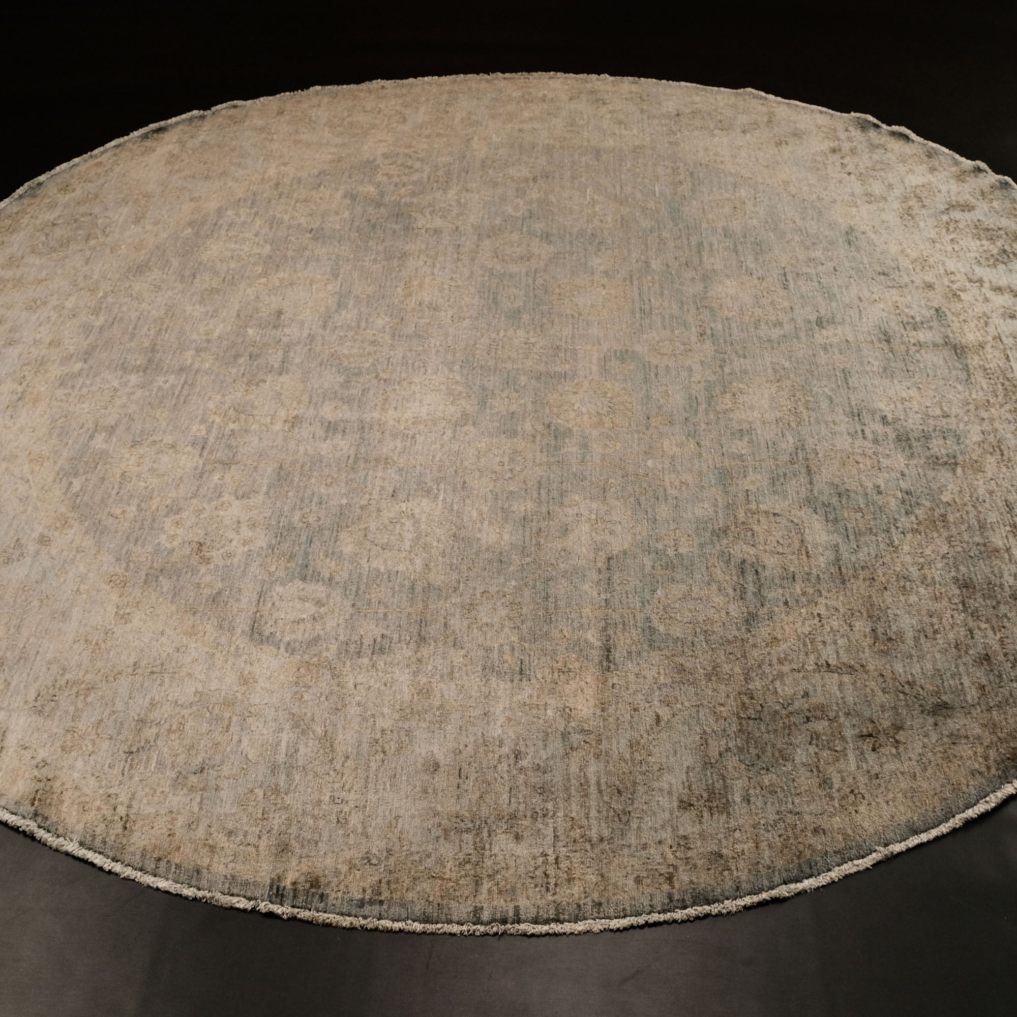 Retro Serisi El Dokuma Vintage Desenli Yün Yeşil Halı