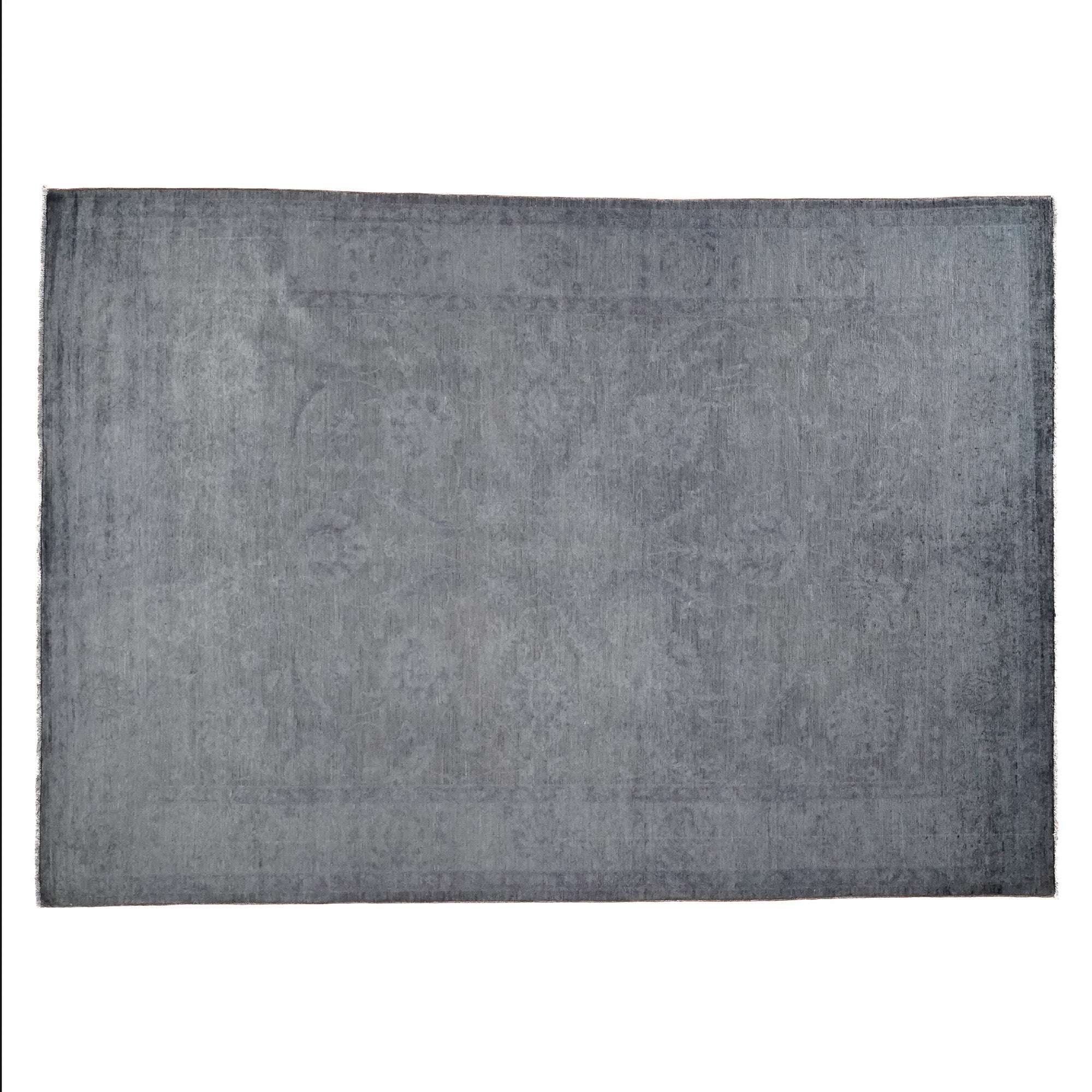 Retro Series Vintage Patterned Gray Wool Carpet