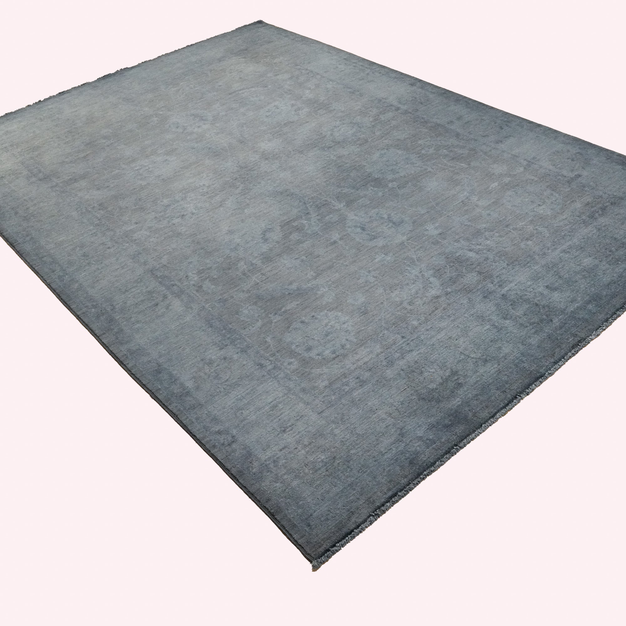 Retro Series Vintage Patterned Gray Wool Carpet