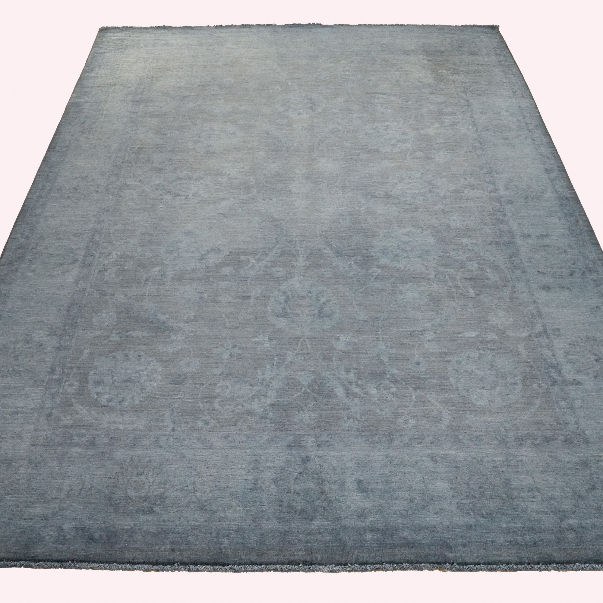 Retro Series Vintage Patterned Gray Wool Carpet