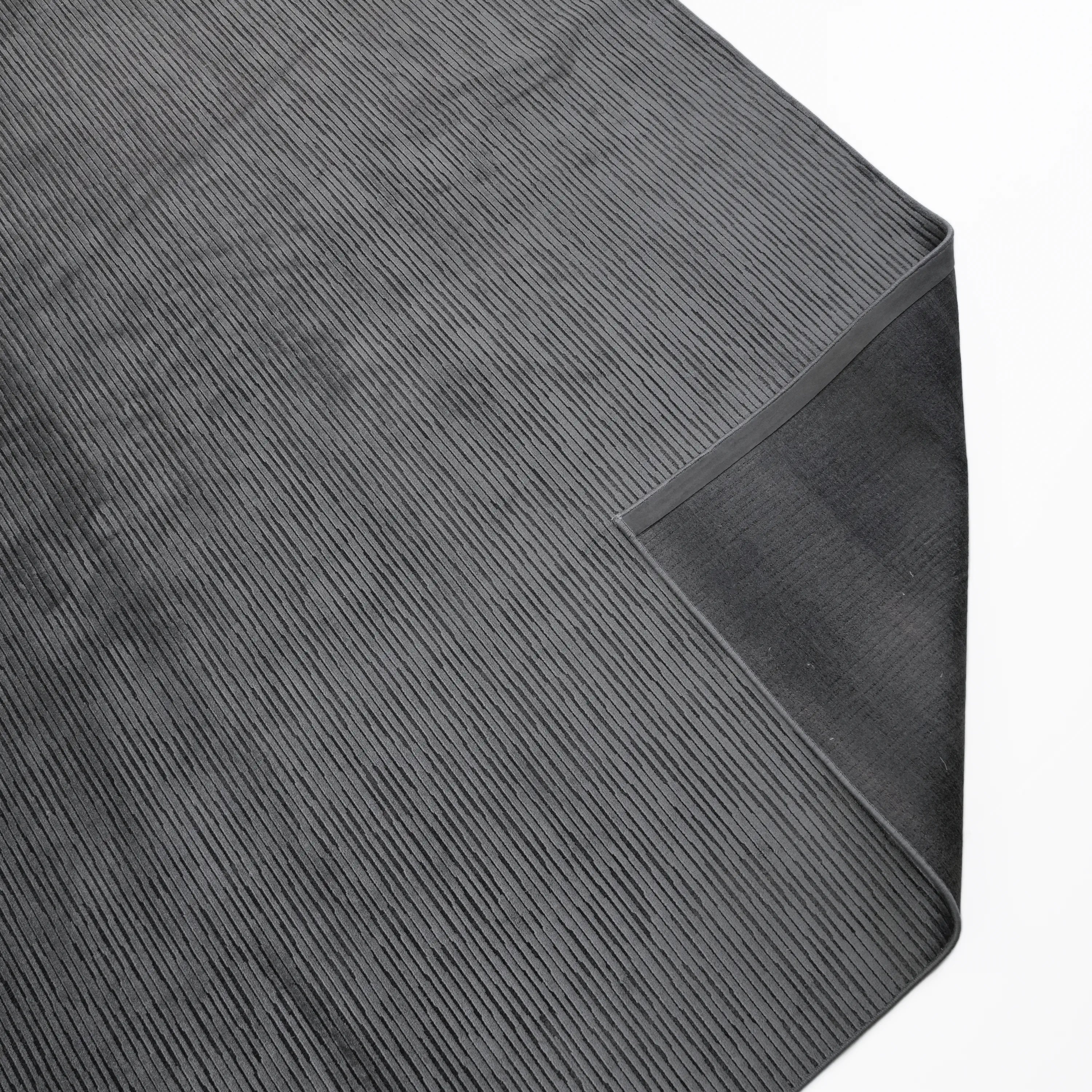 Simple Patterned Anthracite Viscose Rug
