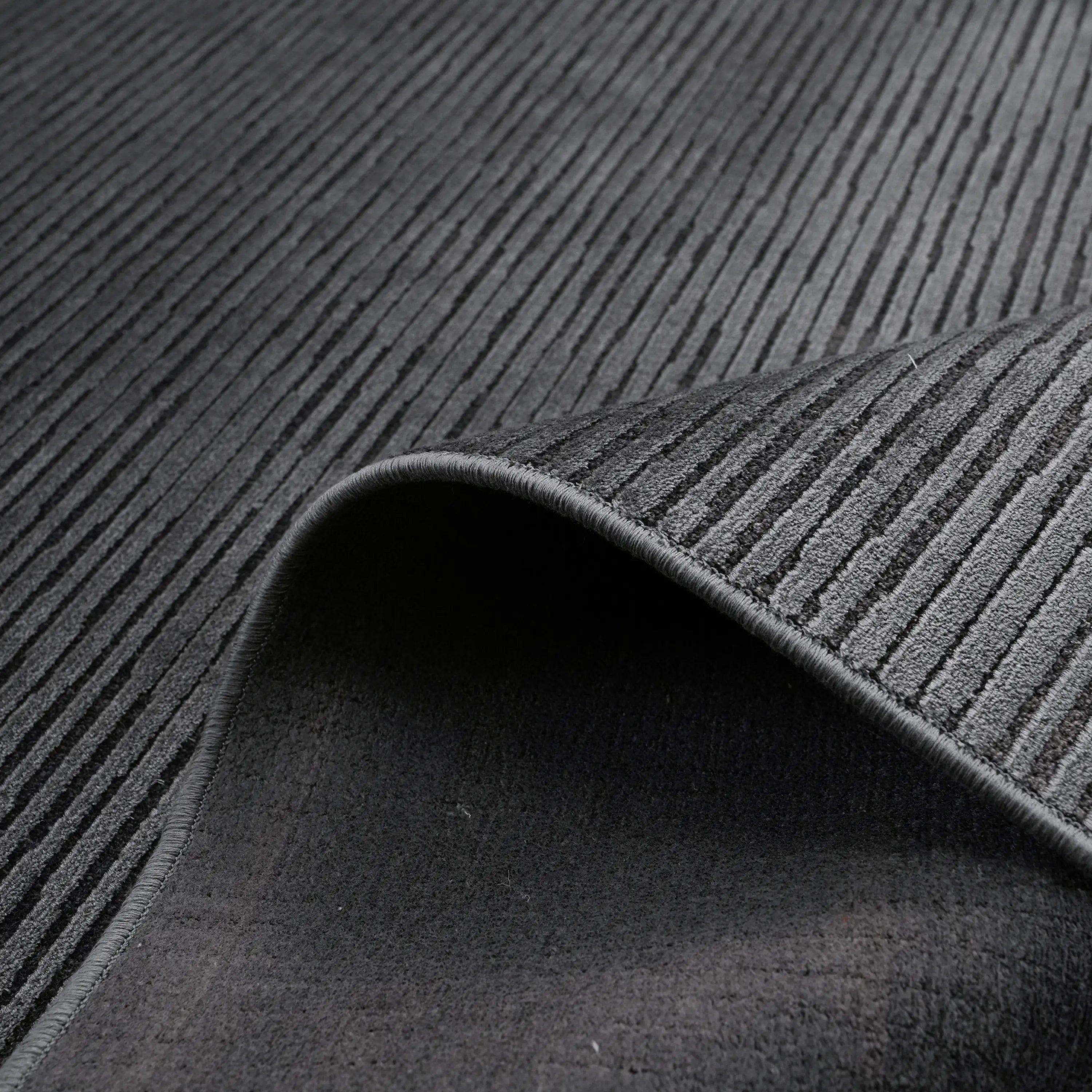 Simple Patterned Anthracite Viscose Rug