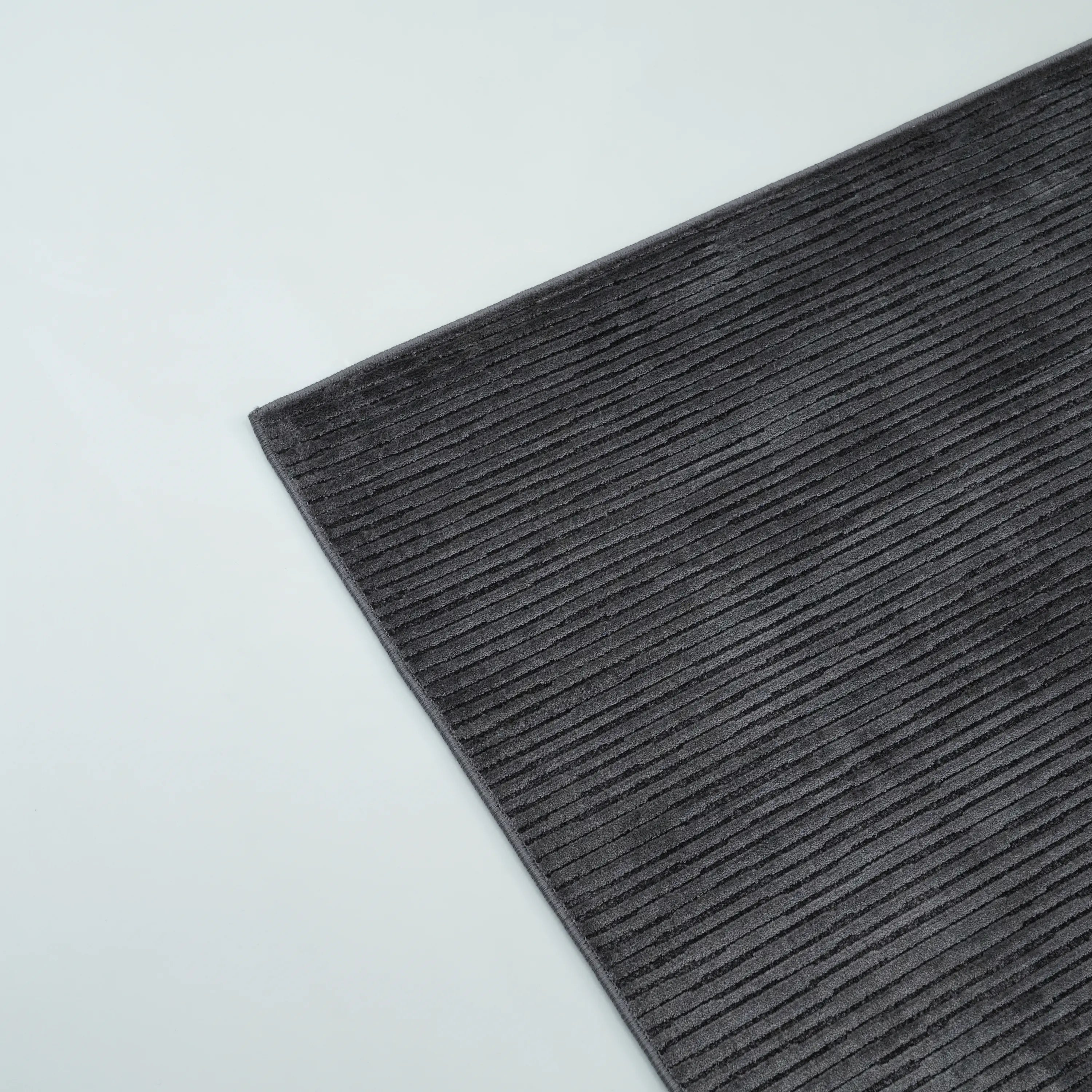 Simple Patterned Anthracite Viscose Rug
