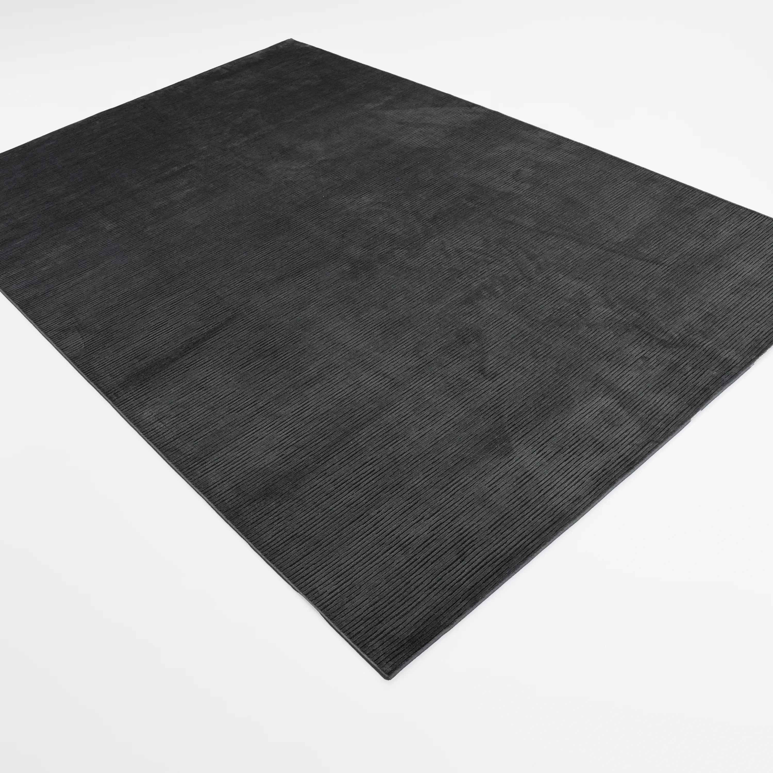Simple Patterned Anthracite Viscose Rug