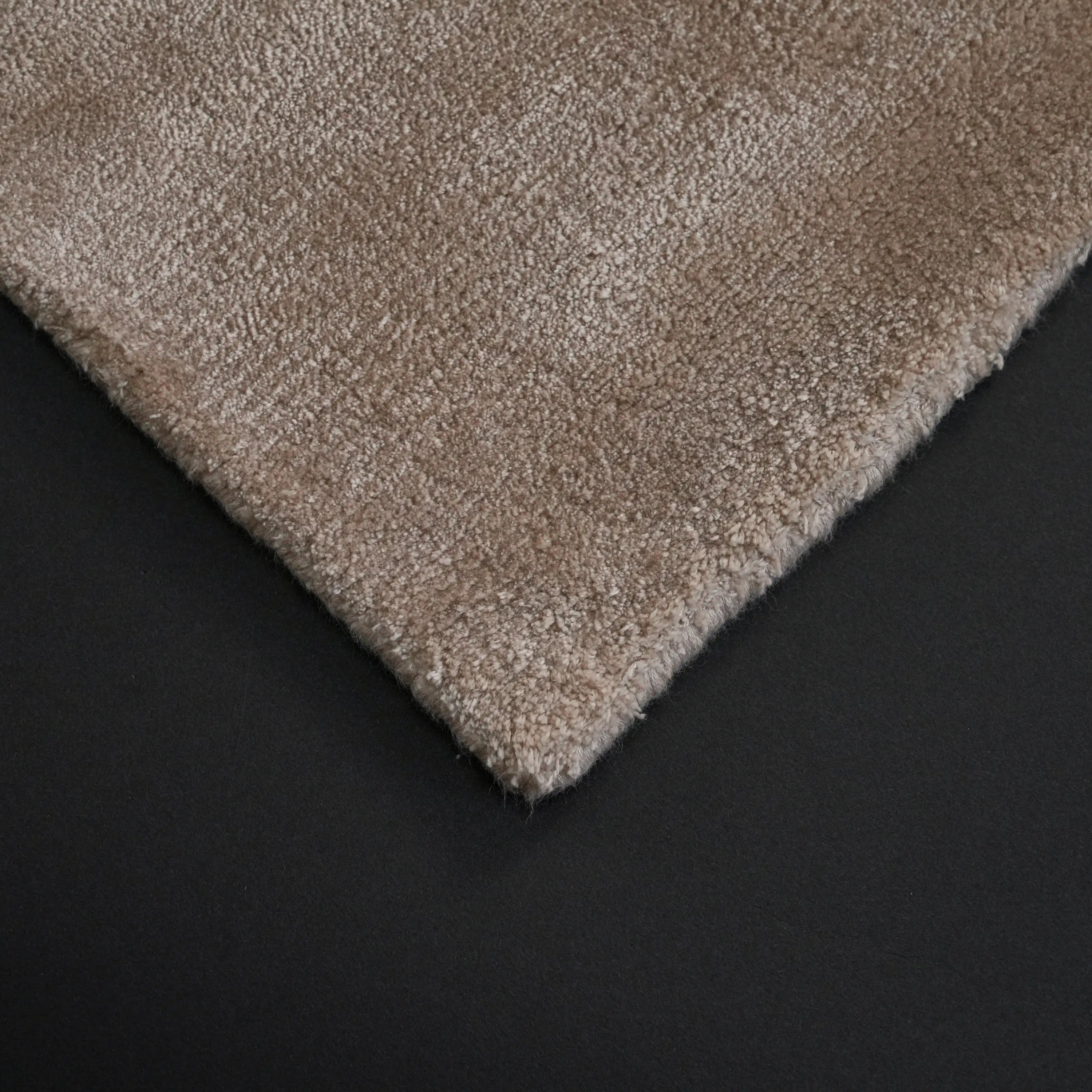 Plain Patterned Beige Viscose Loom Woven Rug