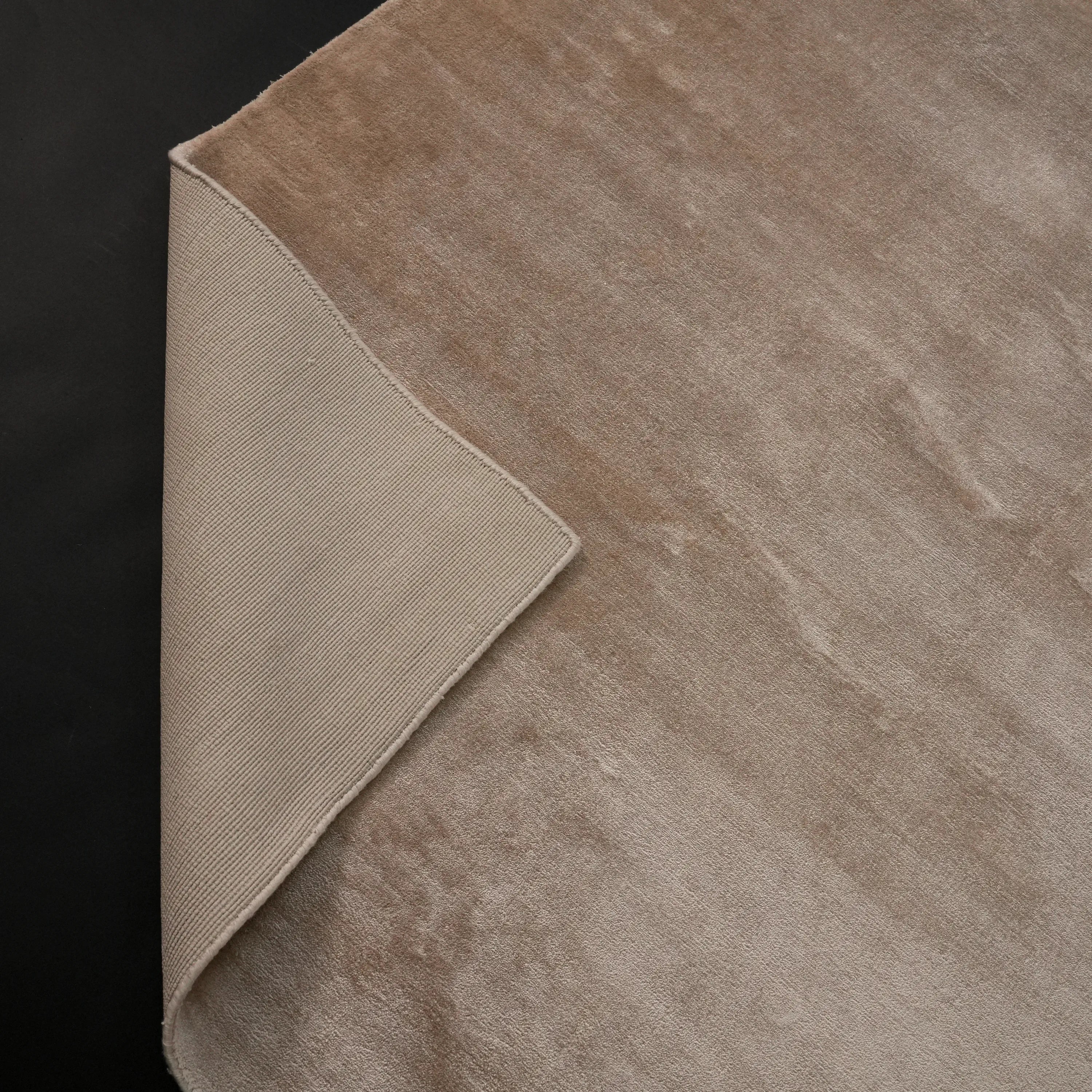 Plain Patterned Beige Viscose Loom Woven Rug