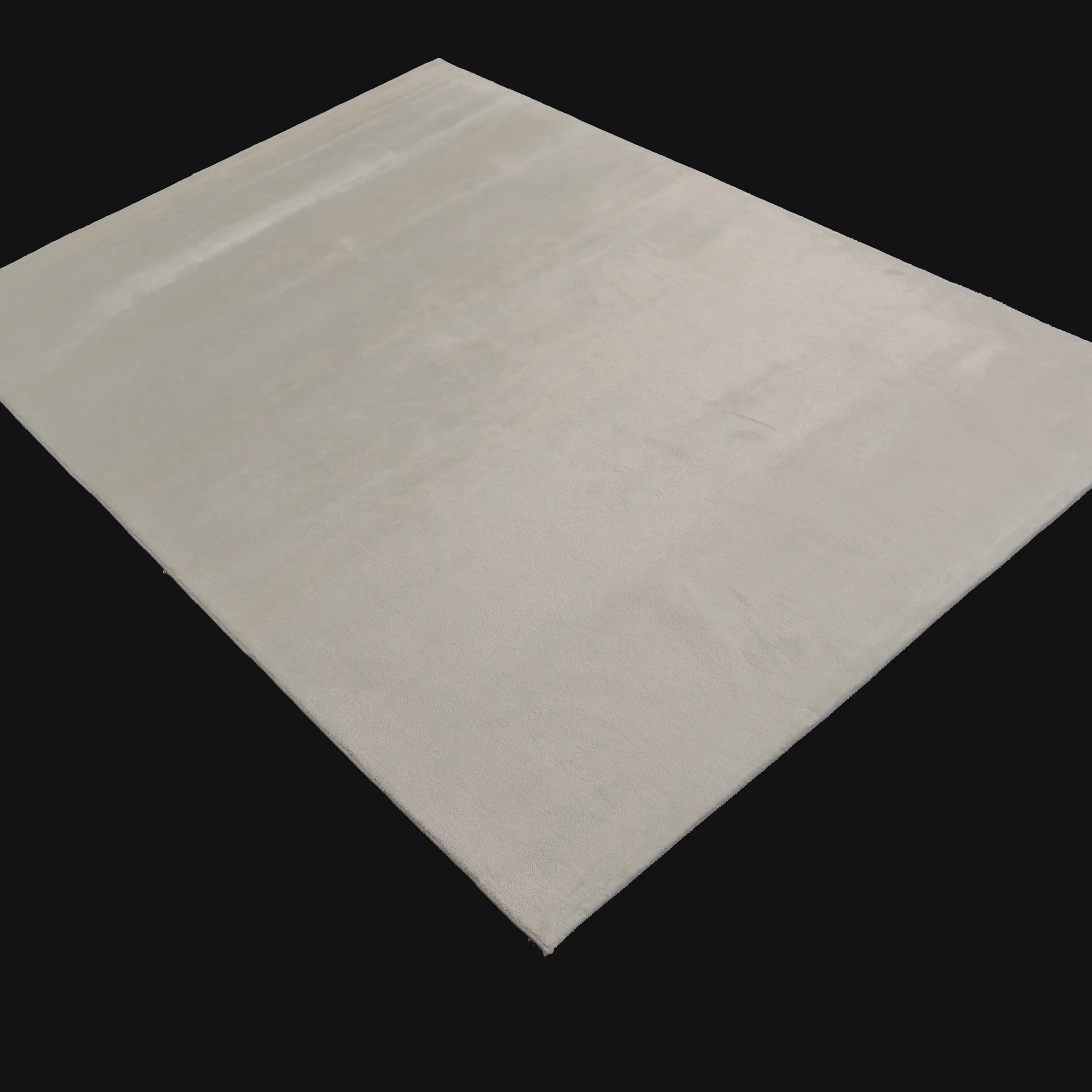 Plain Patterned White Viscose Rug