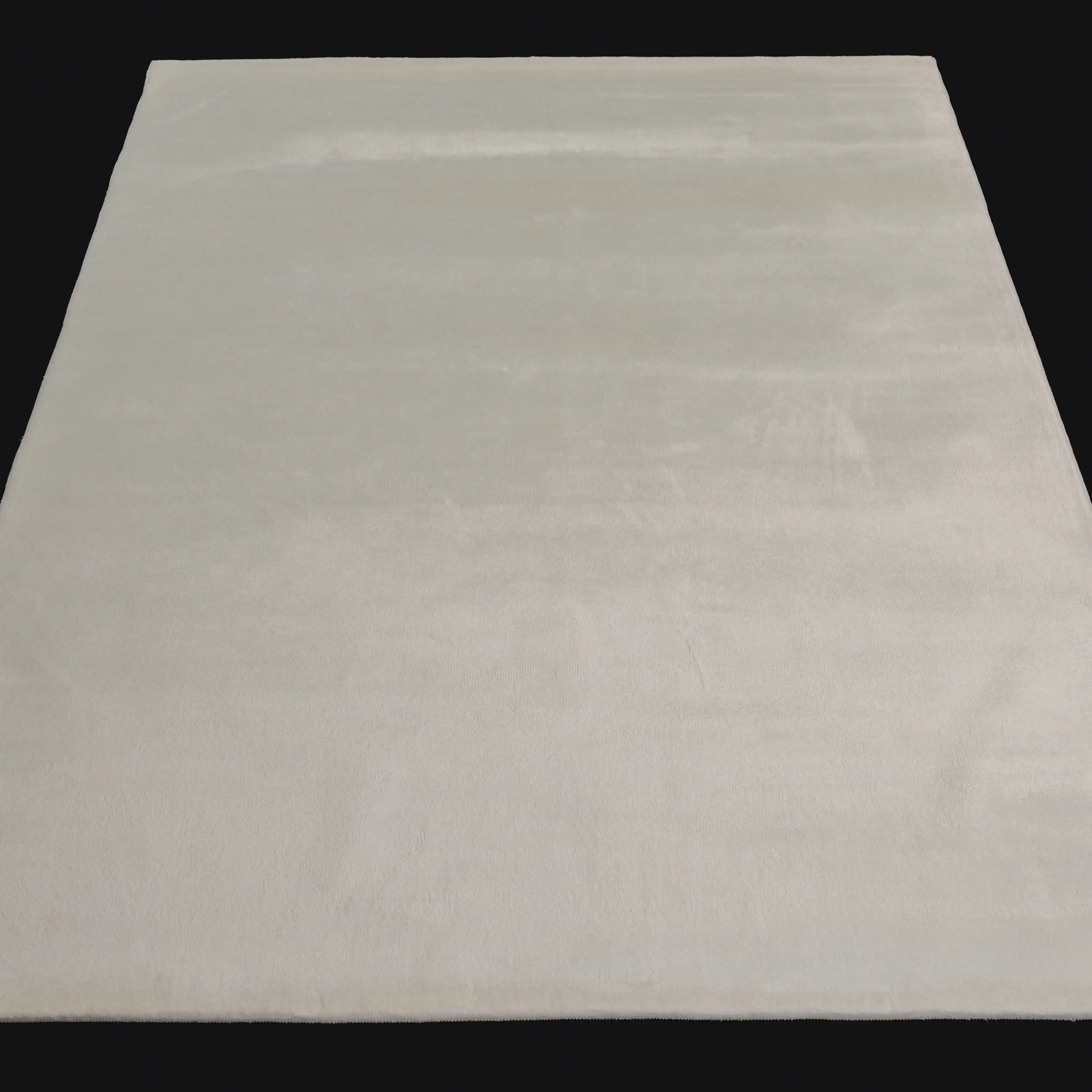 Plain Patterned White Viscose Rug