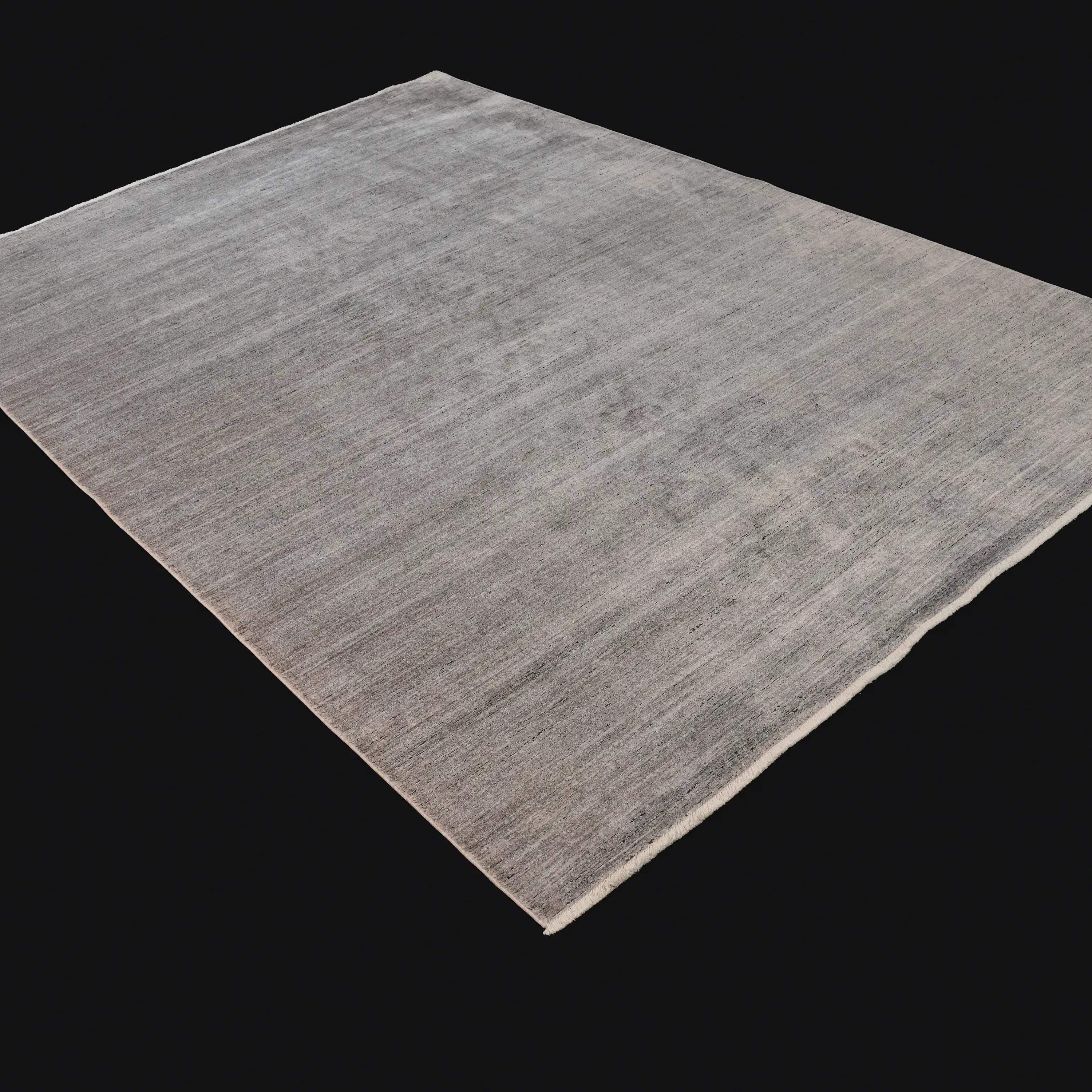 Simple Patterned Gray Viscose Rug