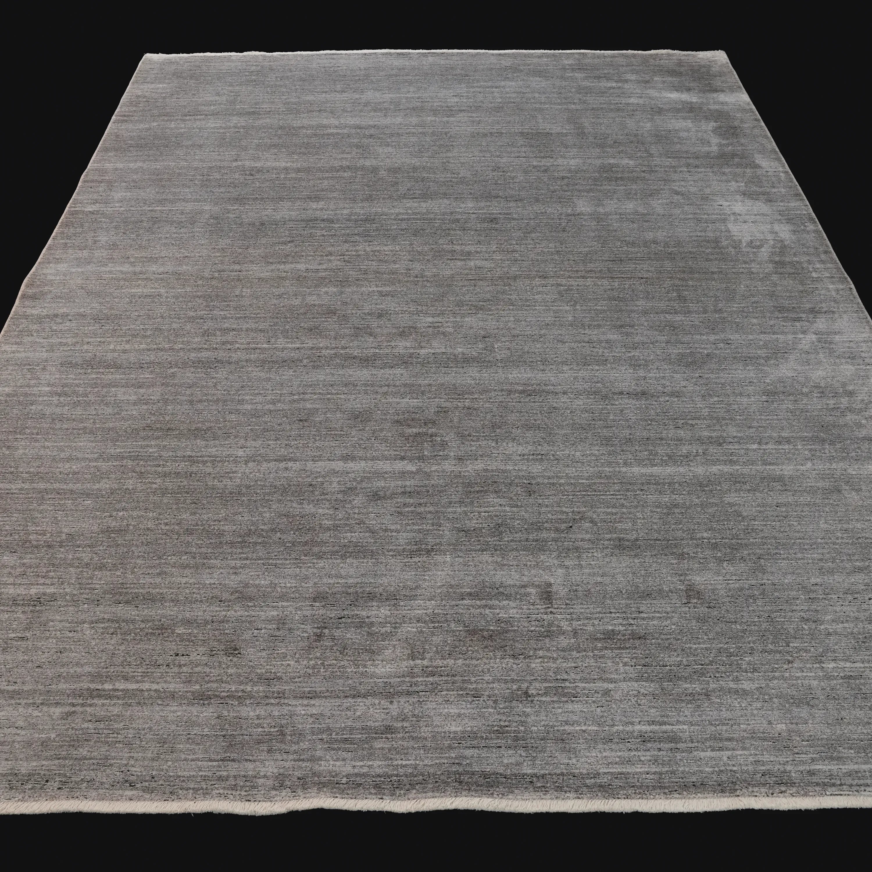 Simple Patterned Gray Viscose Rug